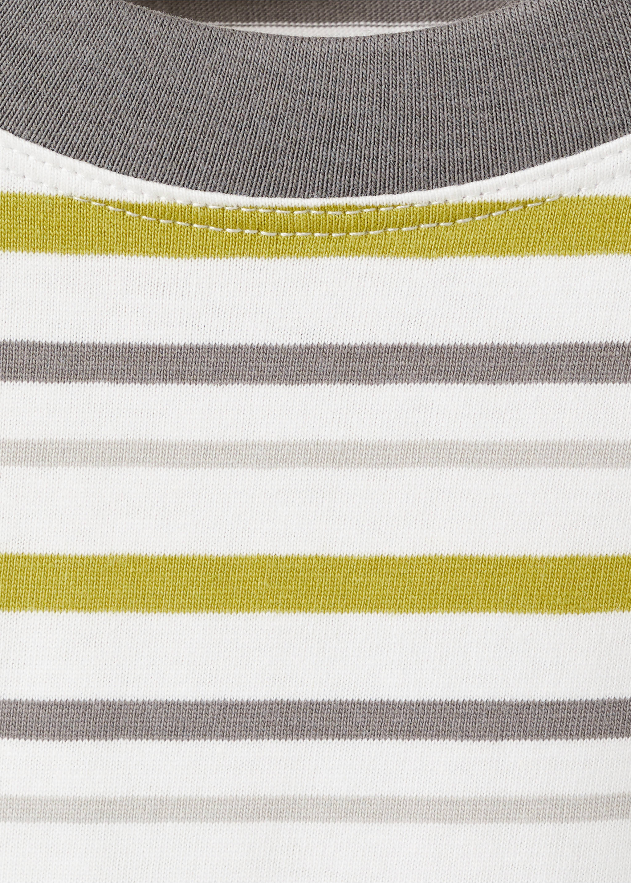 Striped contrast T-shirt - Details of the article 8, Lime. Ref: 27073710-00.