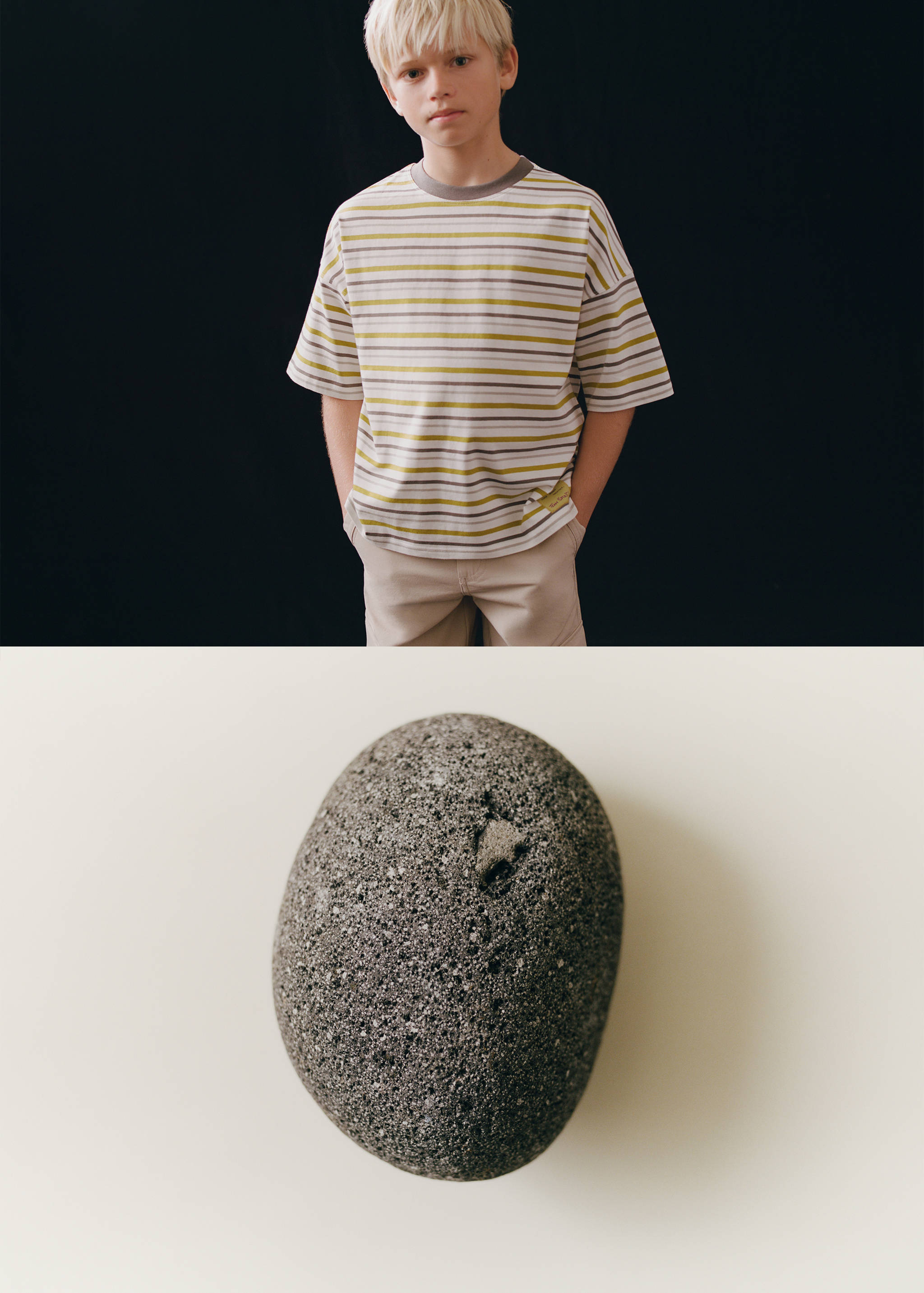 Striped contrast T-shirt - Details of the article 5