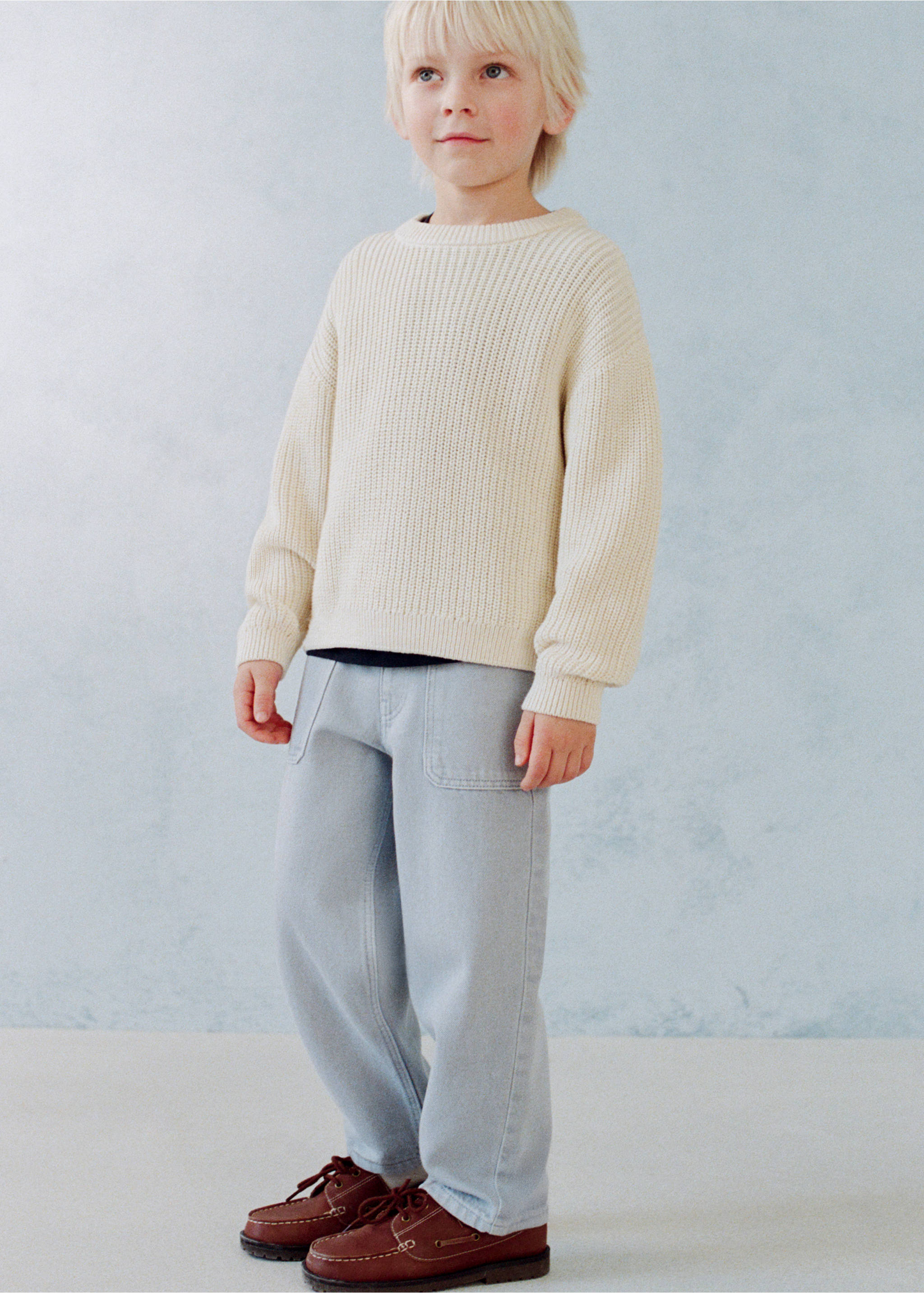 100% cotton knitted sweater - Details of the article 5, Sand. Ref: 27073711-01.
