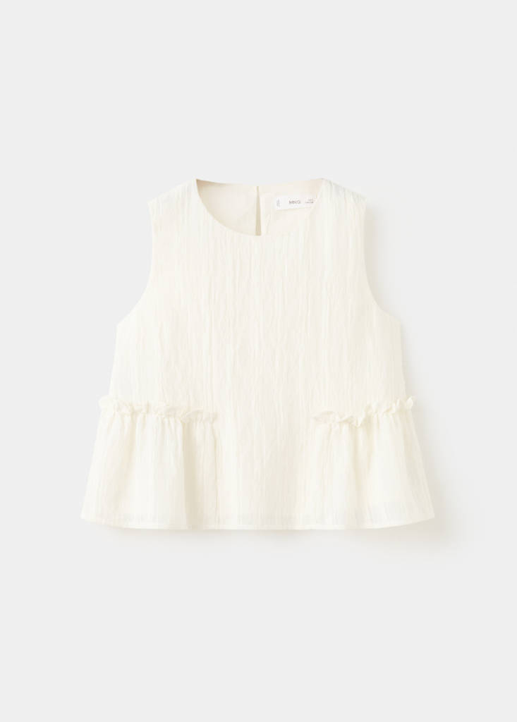 Ruffled cotton blouse — Ecru
