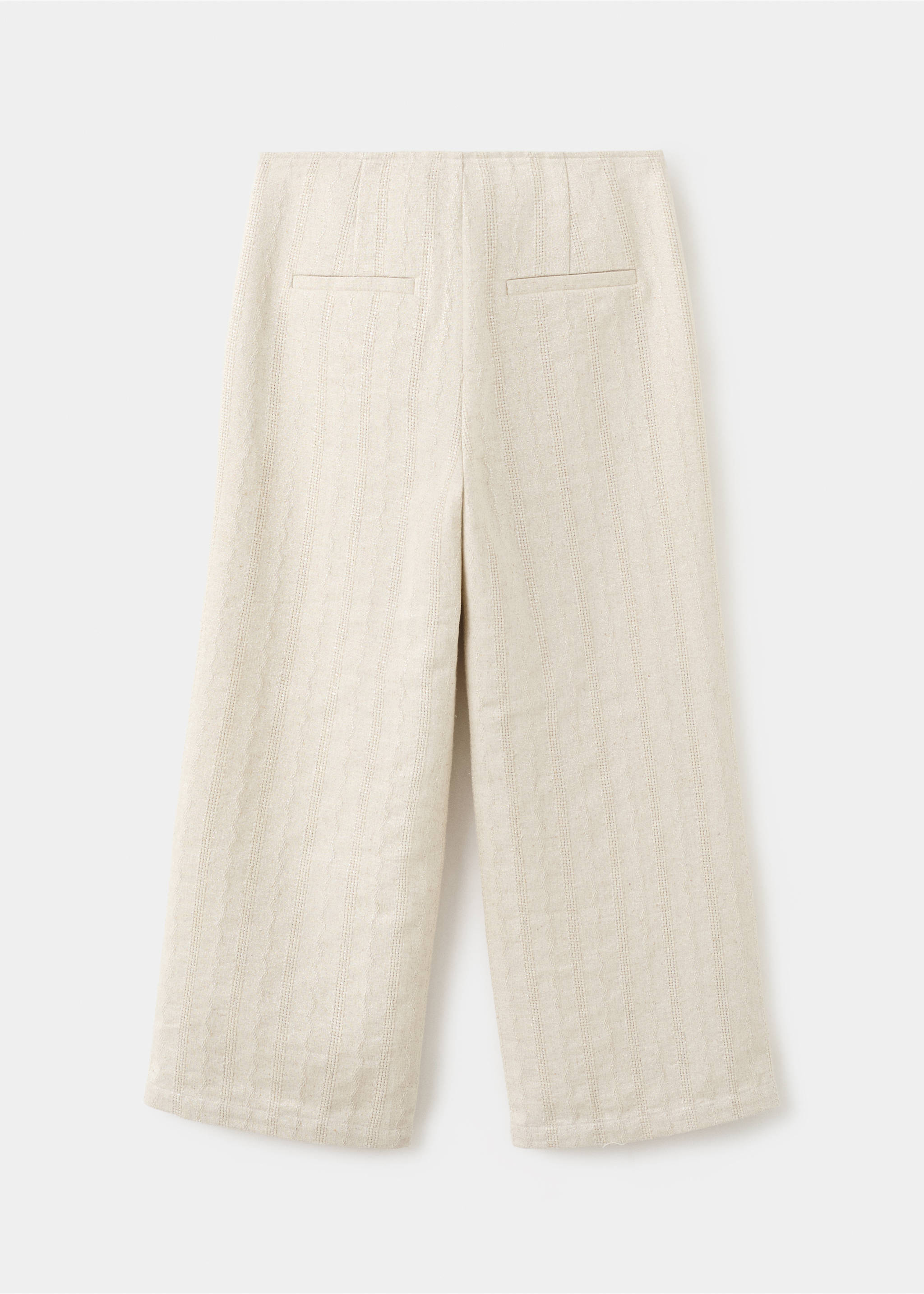Embroidered wide leg trousers - Reverse of the article, Beige. Ref: 27073716-00.