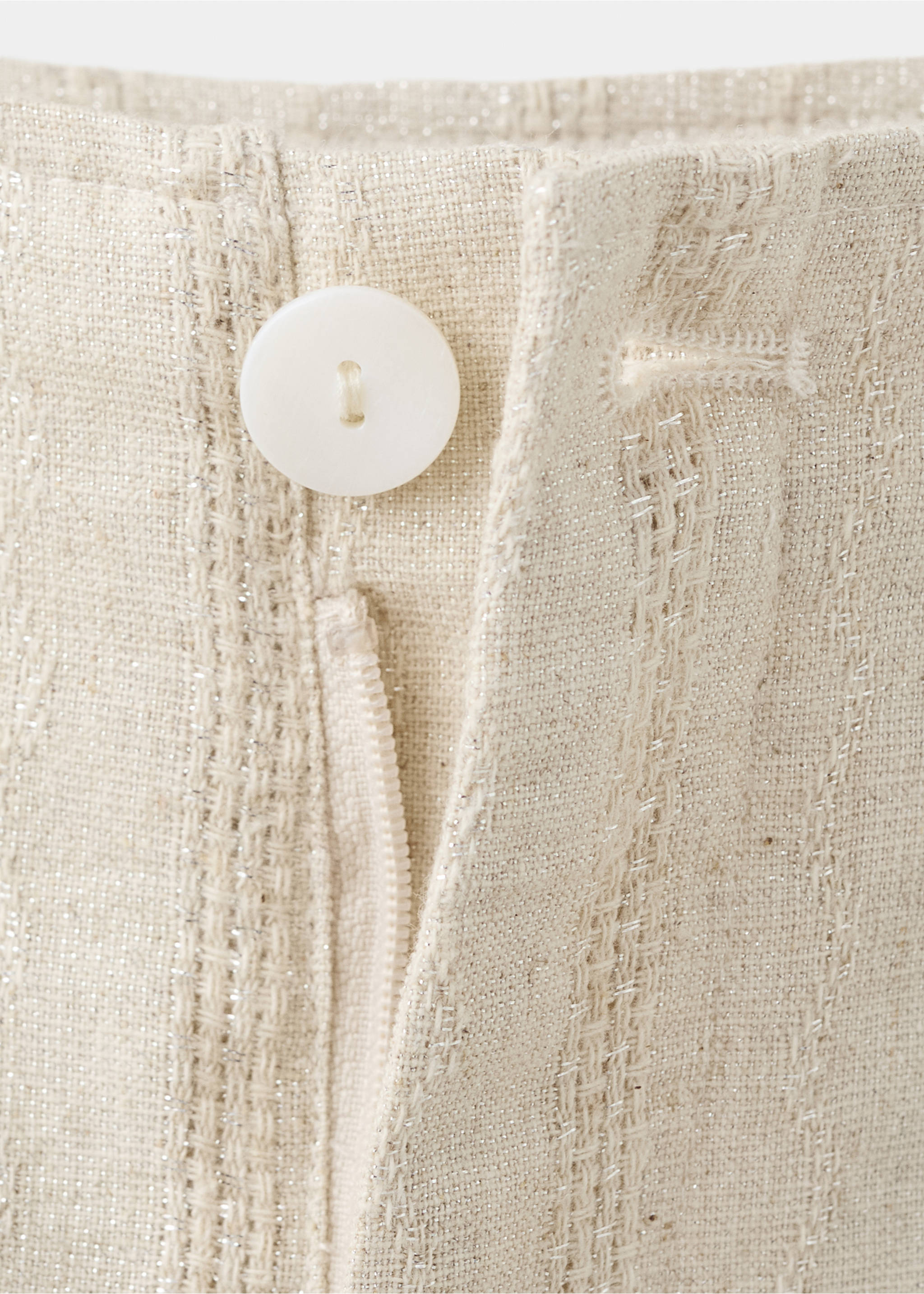 Embroidered wide leg trousers - Details of the article 8, Beige. Ref: 27073716-00.