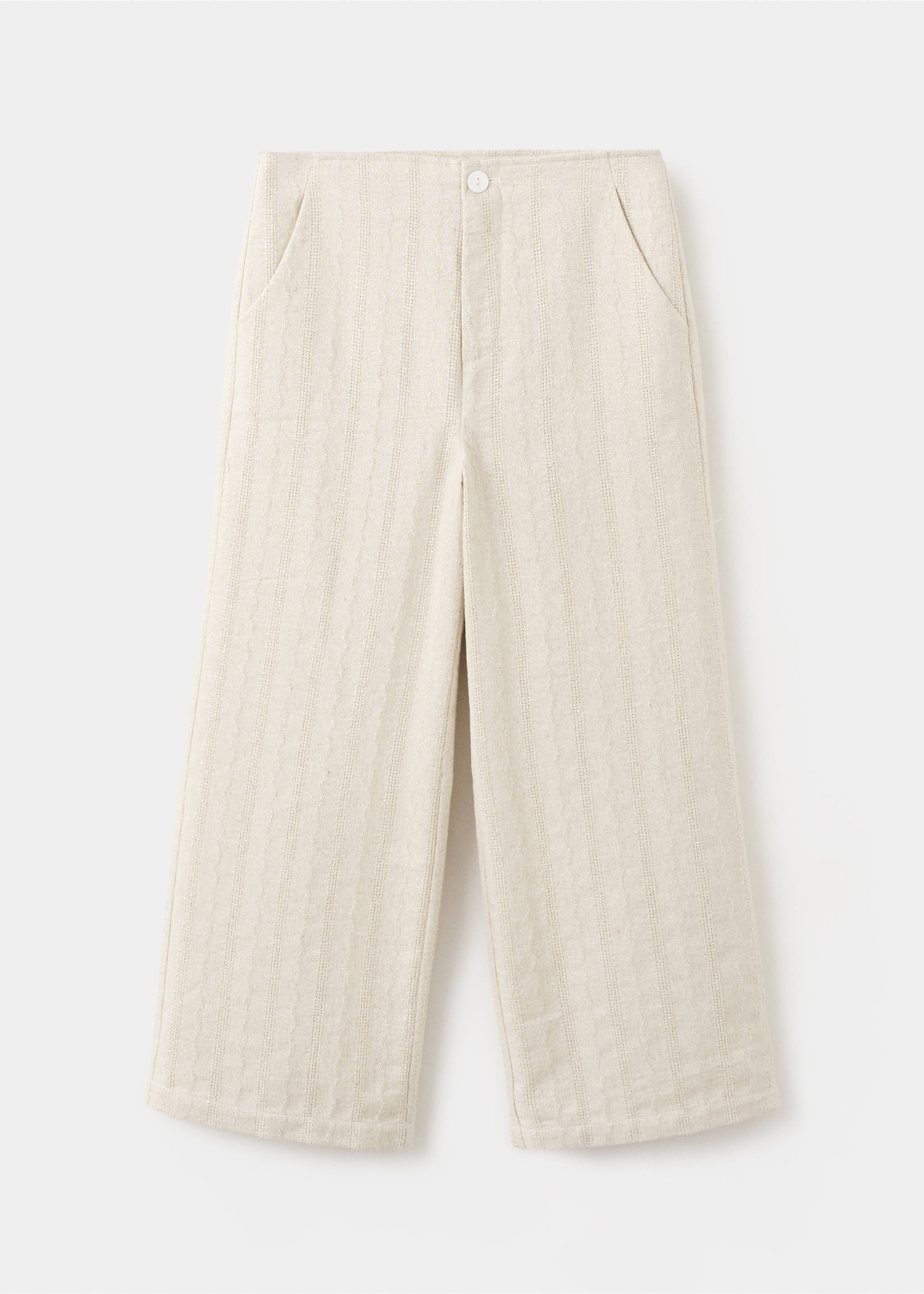 Embroidered linen-blend trousers - Article without model, Beige. Ref: 27073716-00.