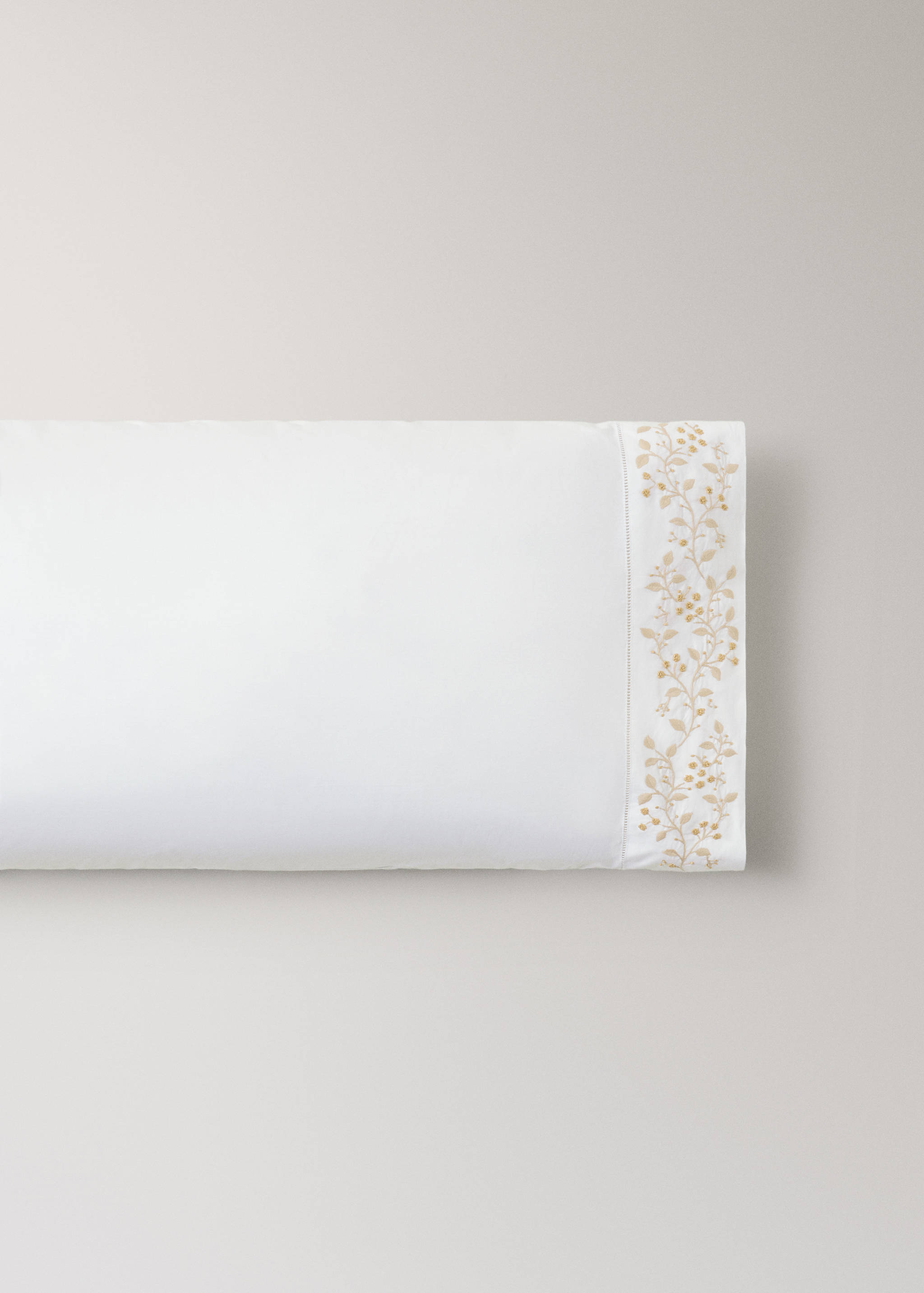 Cotton percale pillowcase with embroidered flowers 45x110 cm - Article without model