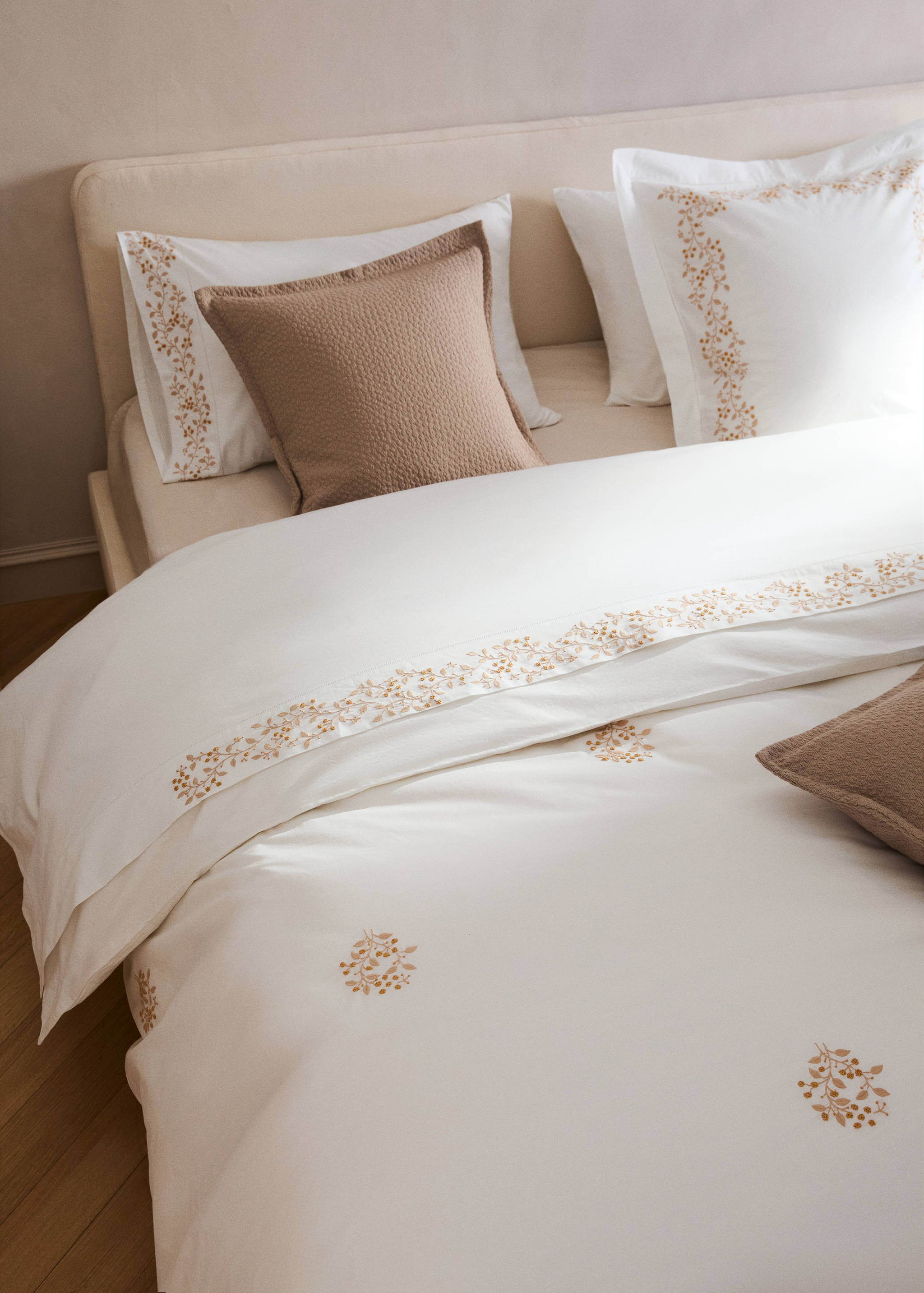 Percale cotton duvet cover with embroidered flowers for 90 cm bed - Details of the article 7