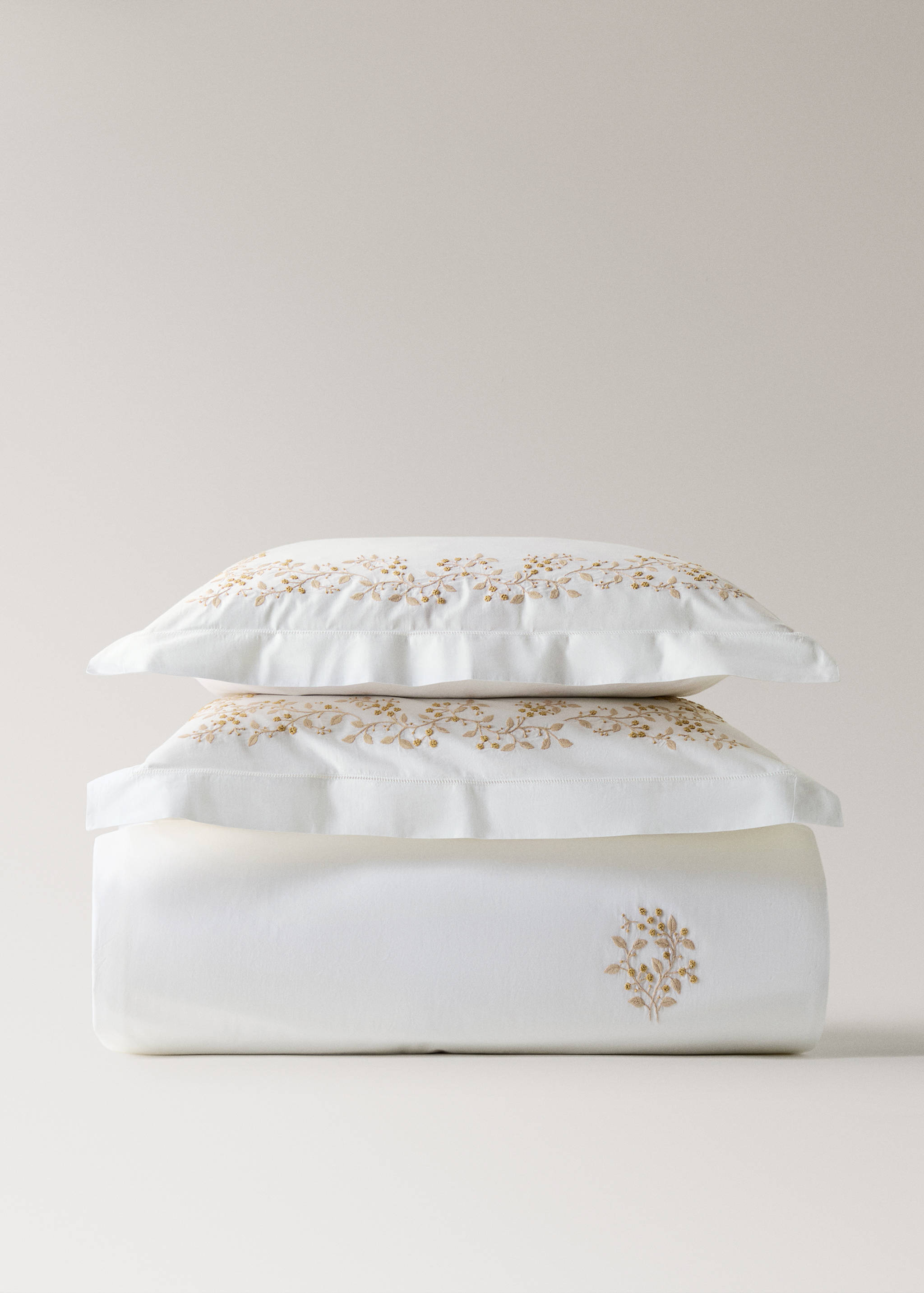 Percale cotton duvet cover with embroidered flowers for 90 cm bed - Article without model