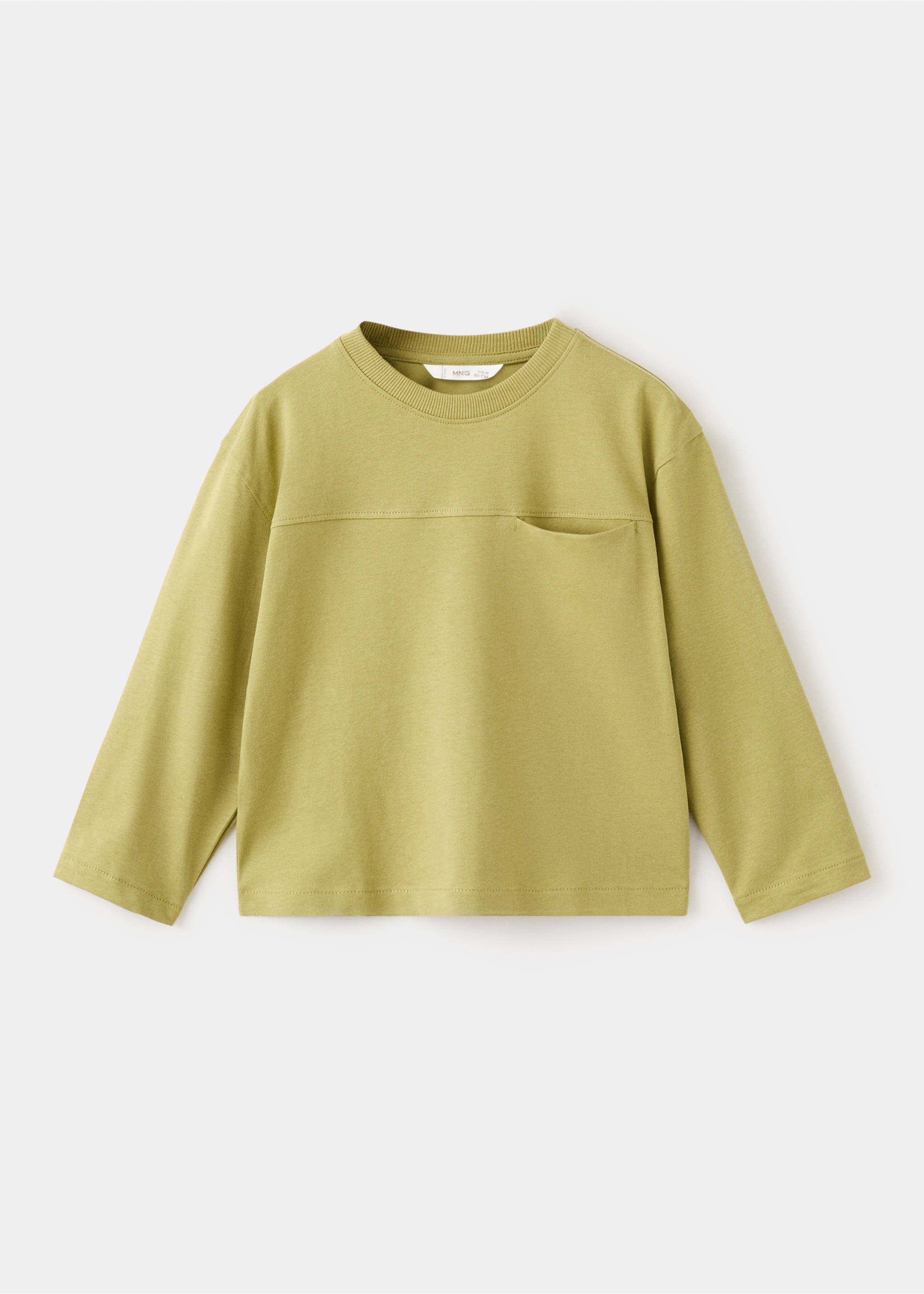 Cotton t-shirt with pocket detail - Article without model, Lime. Ref: 27073723-00.