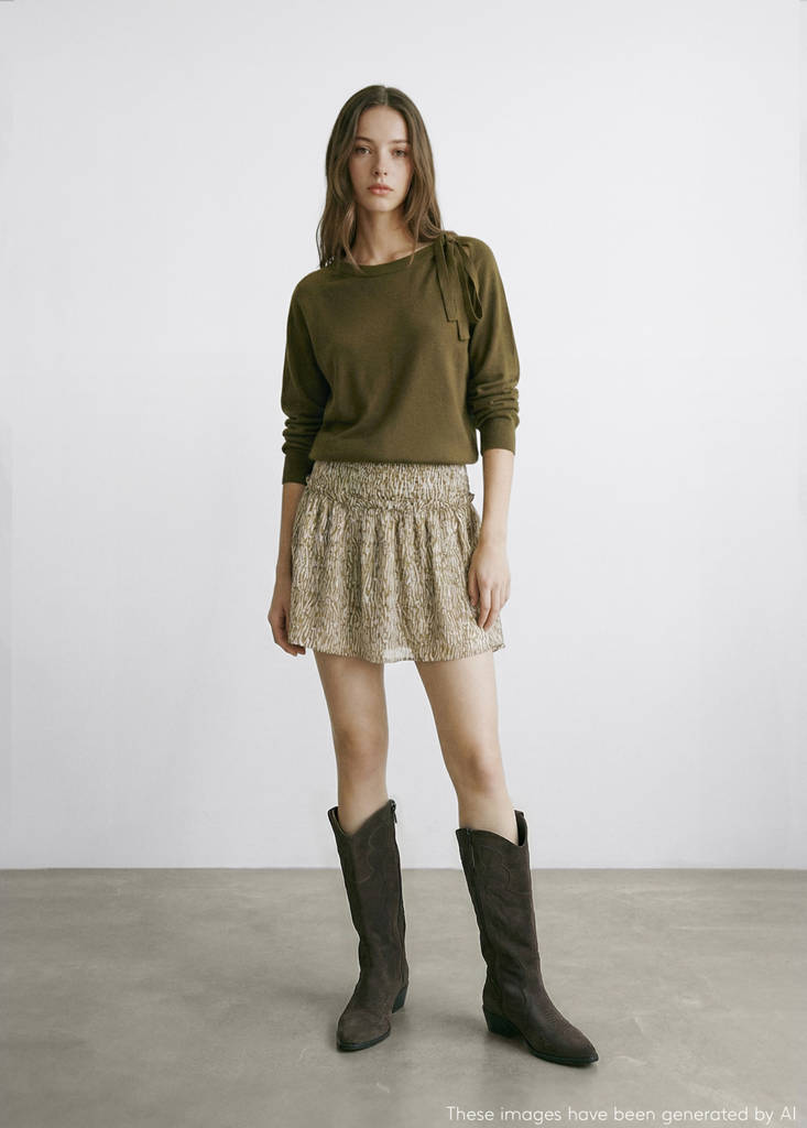 Ruffle printed skirt — Khaki