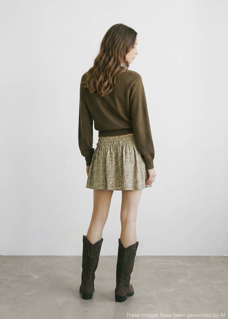 Ruffle printed skirt — Khaki