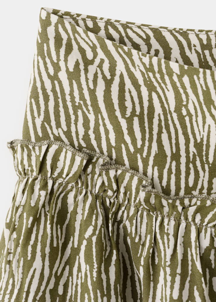 Ruffle printed skirt — Khaki