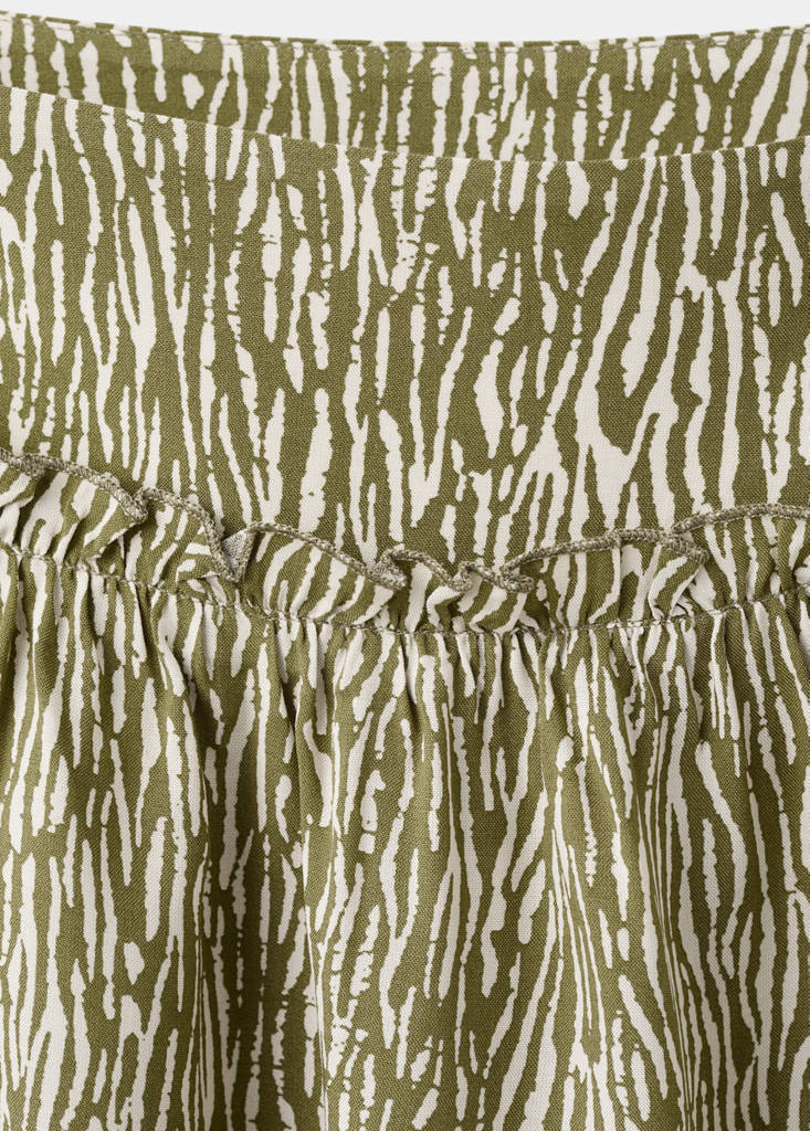 Ruffle printed skirt — Khaki