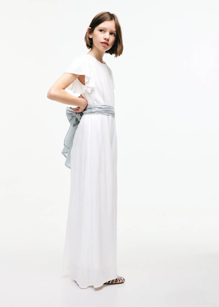 Frilled long jumpsuit — White