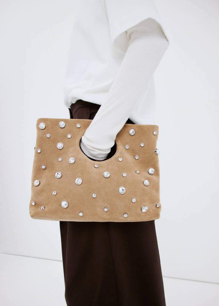 Borsa A Mano Crosta Di Cuoio Borchie