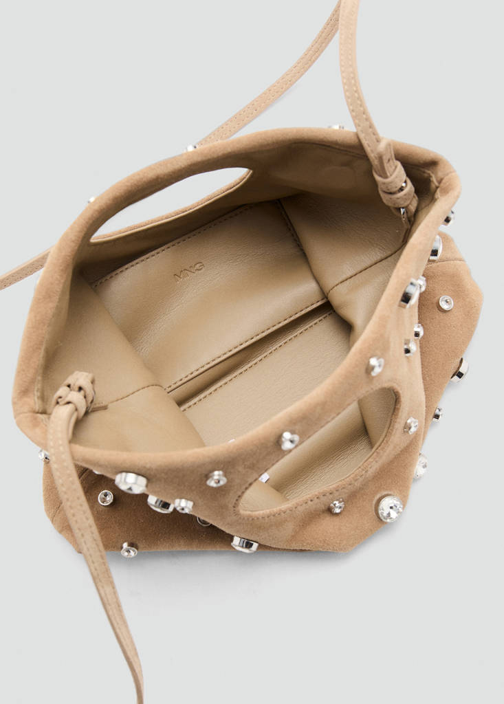 Suede studded handbag — Beige