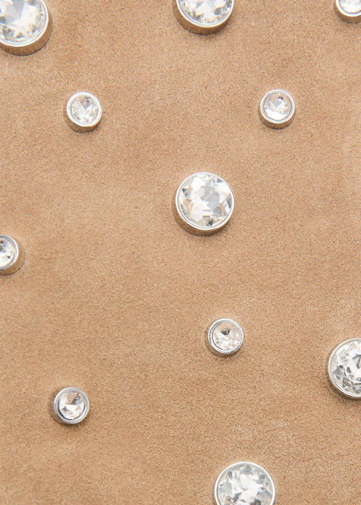 Suede studded handbag — Beige