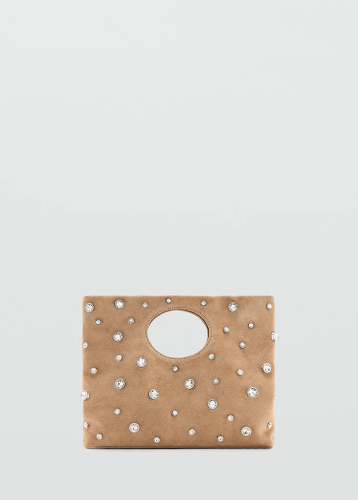 Suede studded handbag — Beige