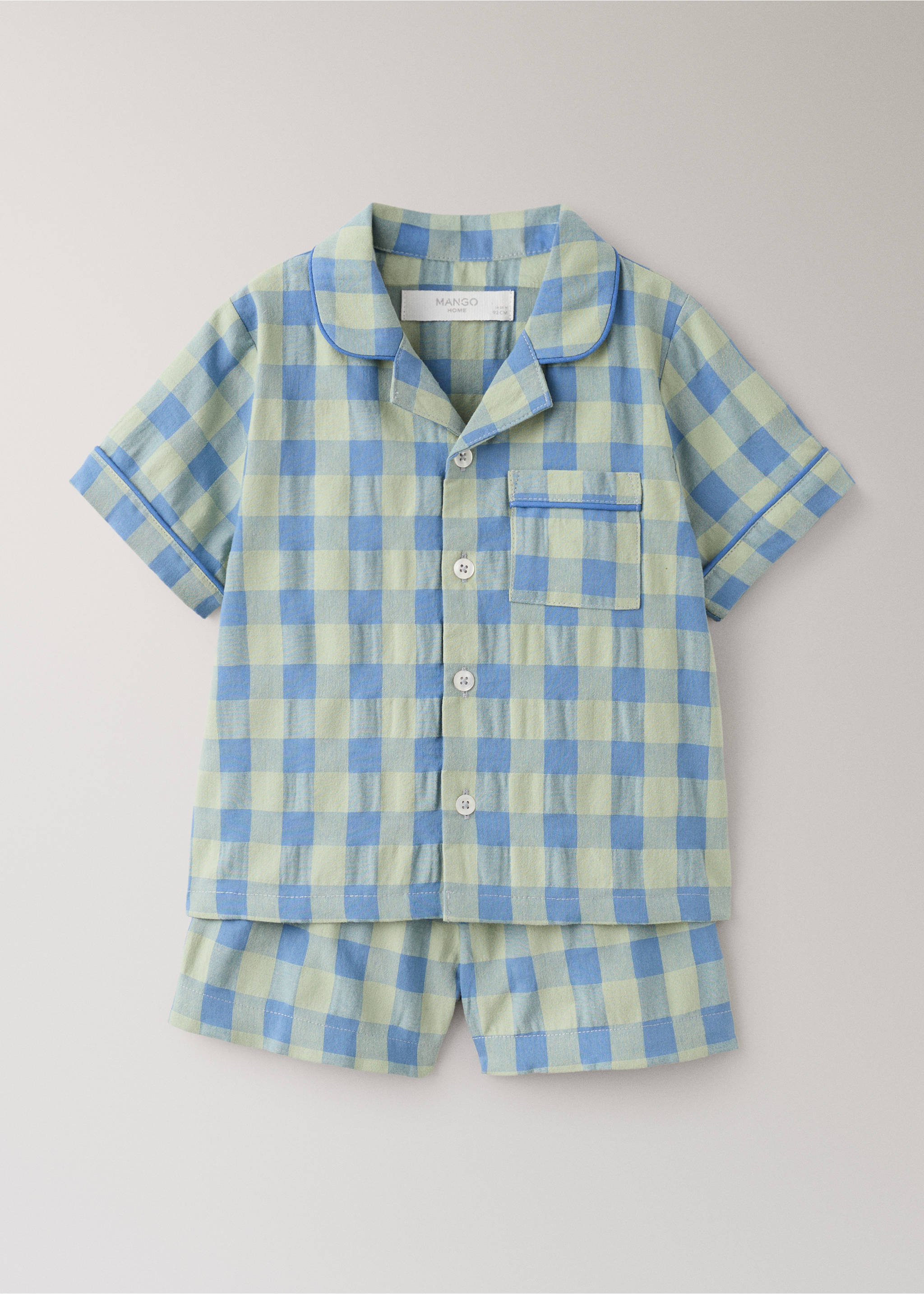 Colorful checkered two-piece children’s pajamas - Article without model, Pastel Green. Ref: 27073739-00.
