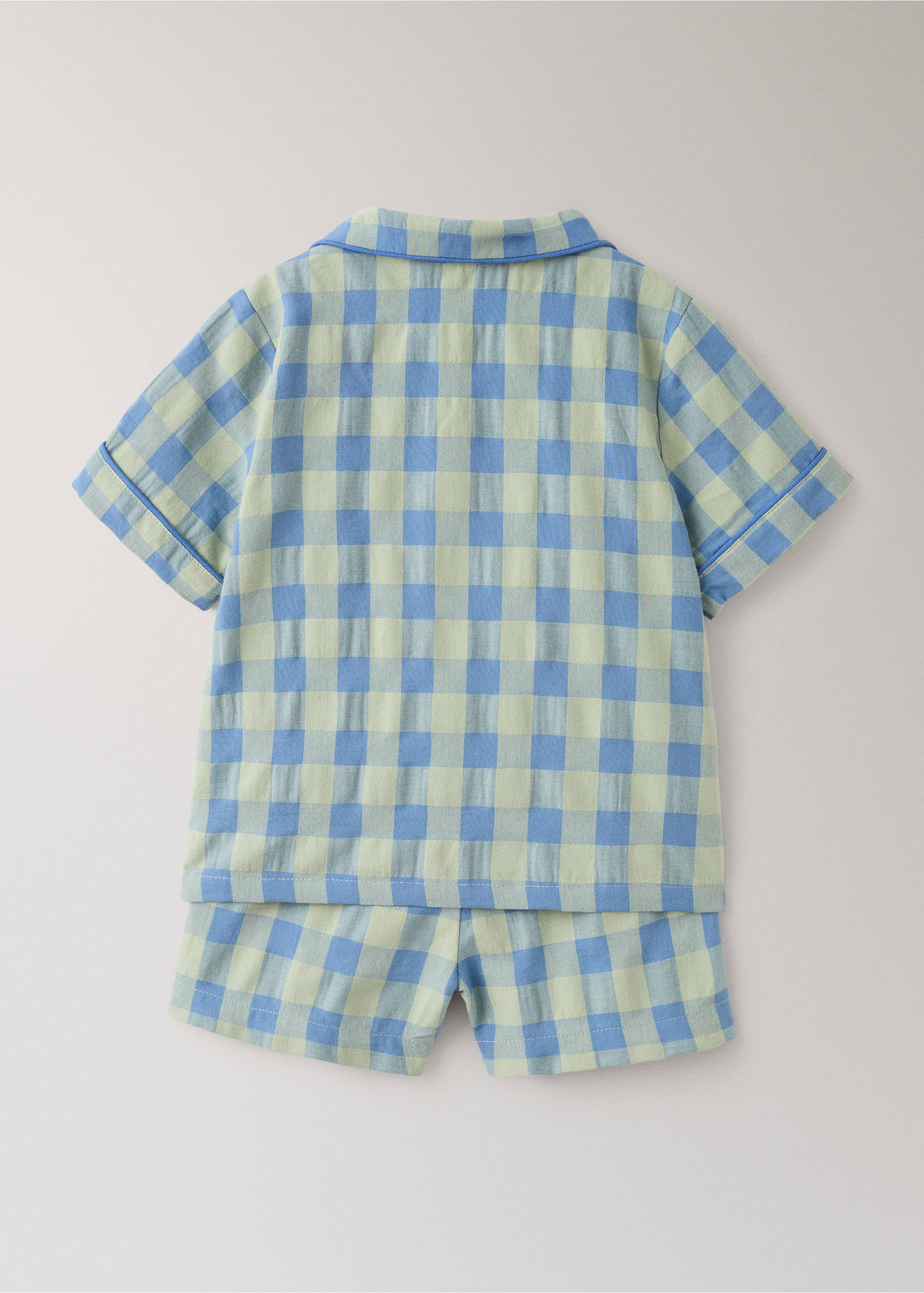 Colorful checkered two-piece children’s pajamas - Details of the article 1, Pastel Green. Ref: 27073739-00.