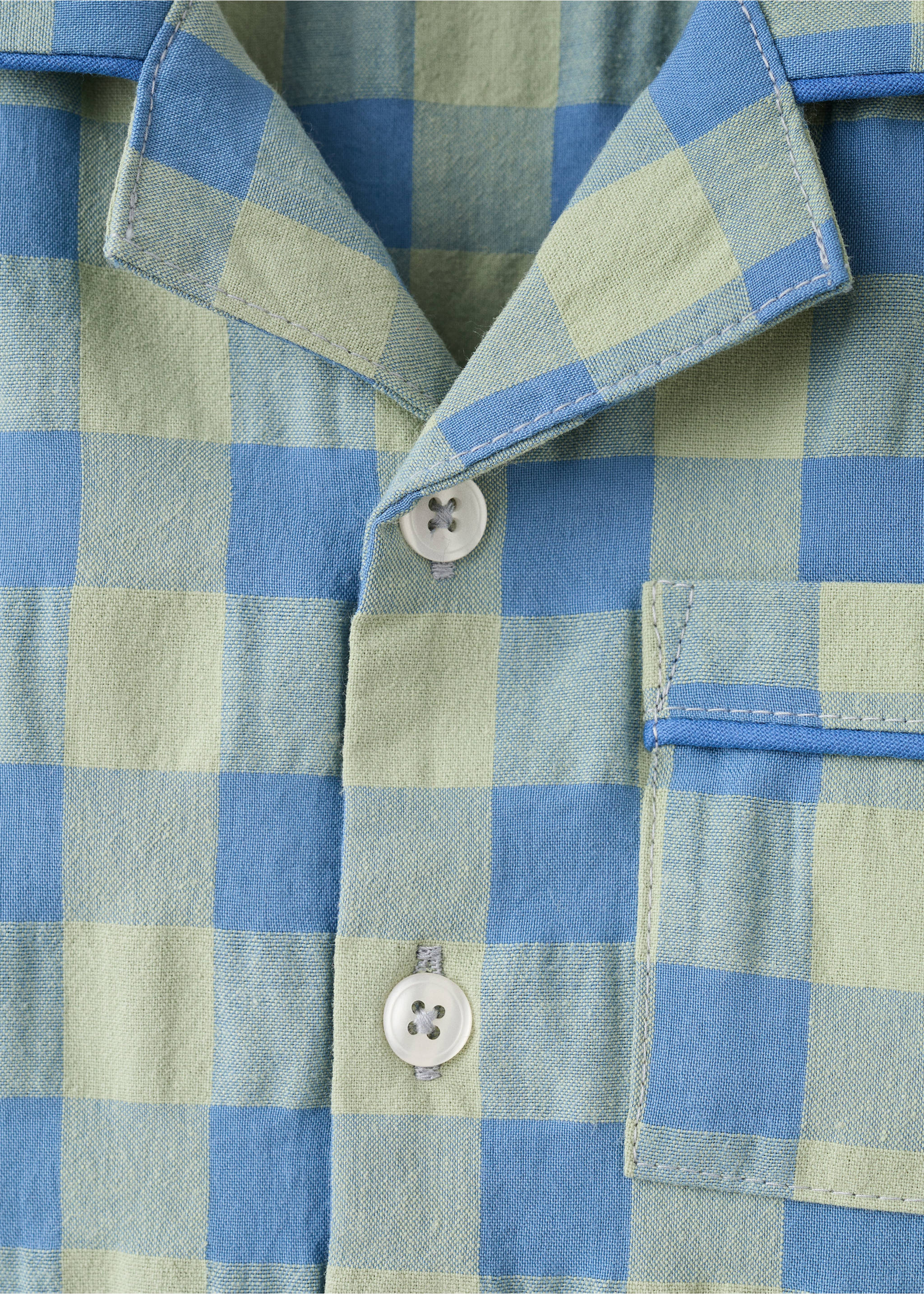 Colorful checkered two-piece children’s pajamas - Details of the article 2, Pastel Green. Ref: 27073739-00.