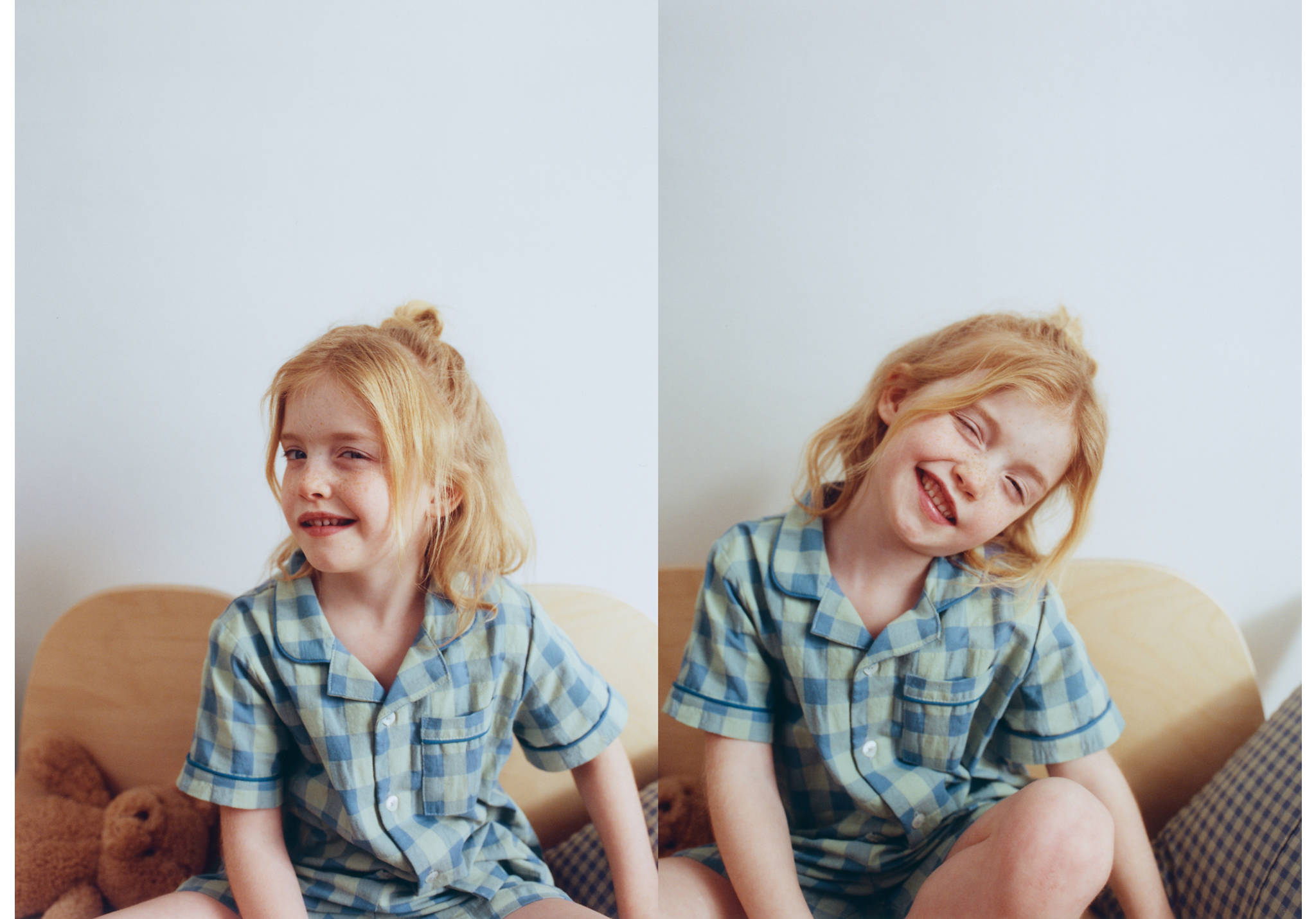 Children's two-piece check pyjamas in colour - Panoramic plane