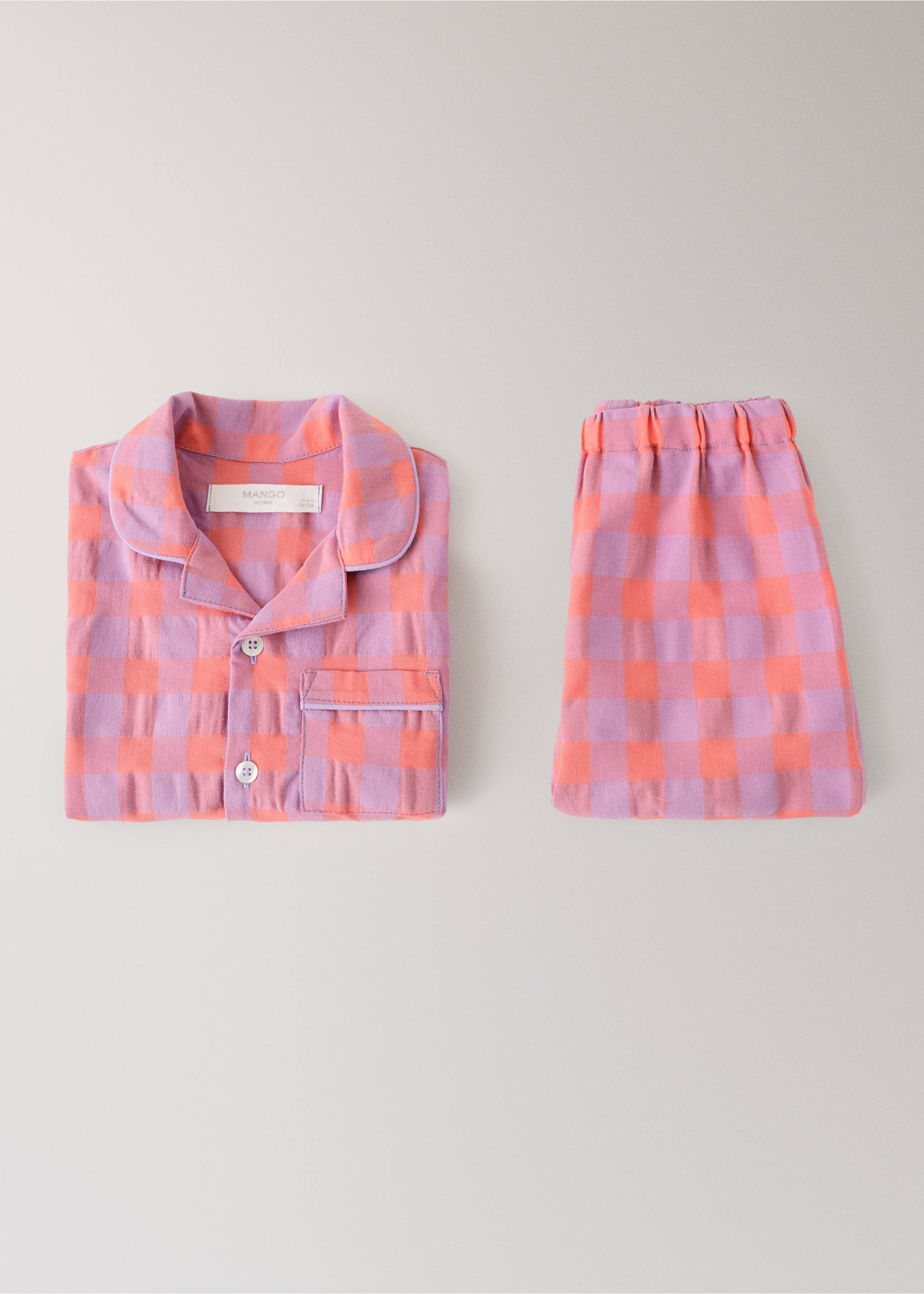 Colorful checkered two-piece children’s pajamas - Details of the article 3, Lilac. Ref: 27073739-00.