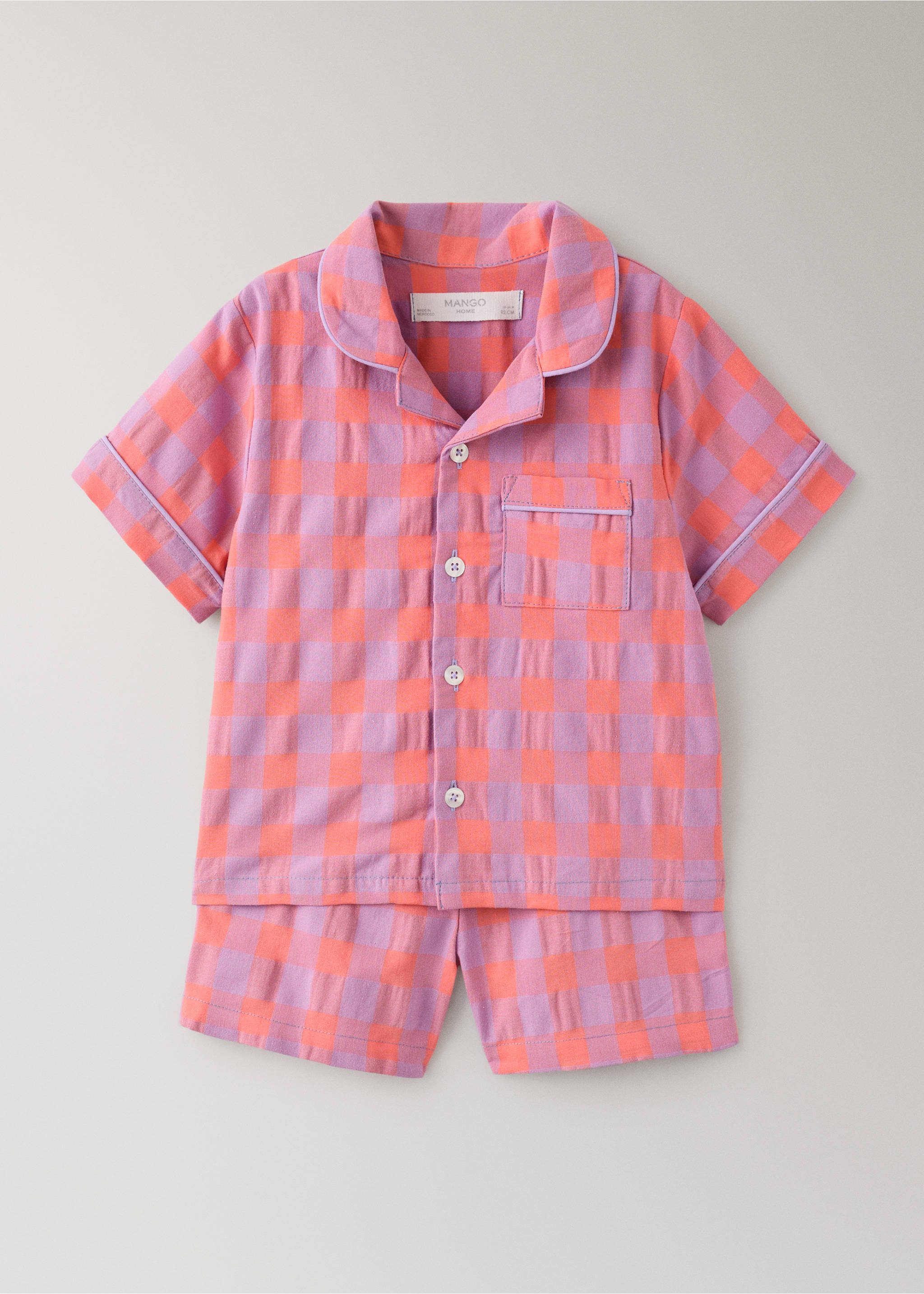 Children's two-piece check pyjamas in colour - Article without model, Lilac. Ref: 27073739-00.