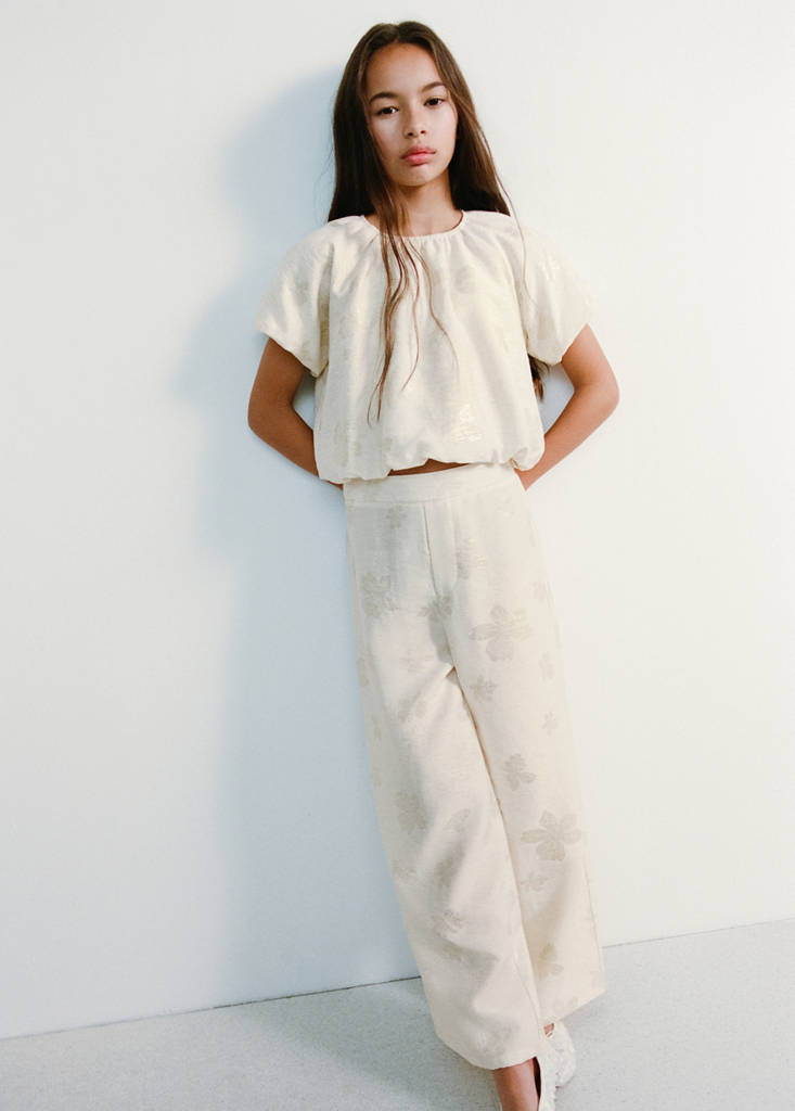 Flower print trousers — Gold