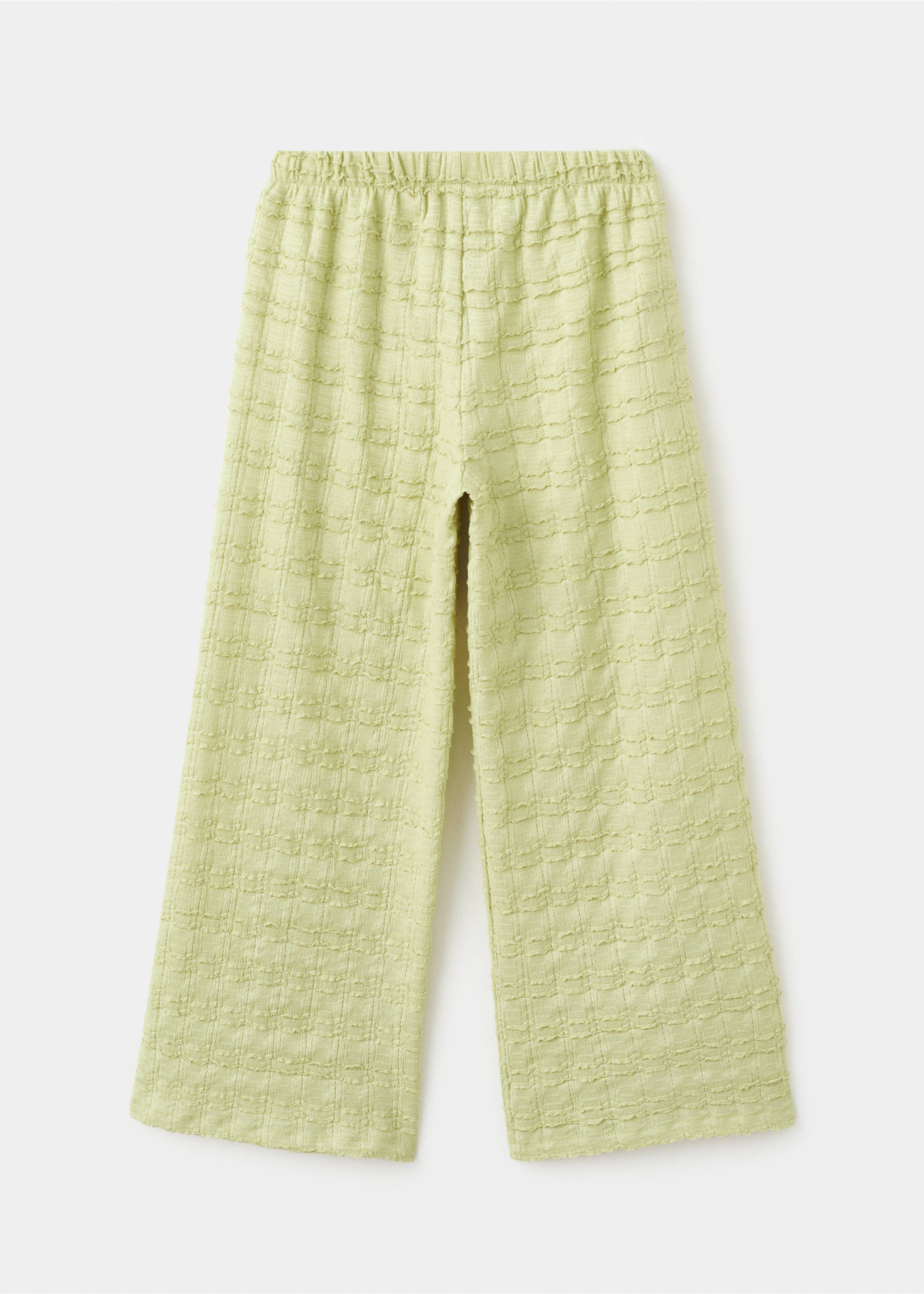 Textured flowy trousers - Reverse of the article, Lime. Ref: 27074044-00.