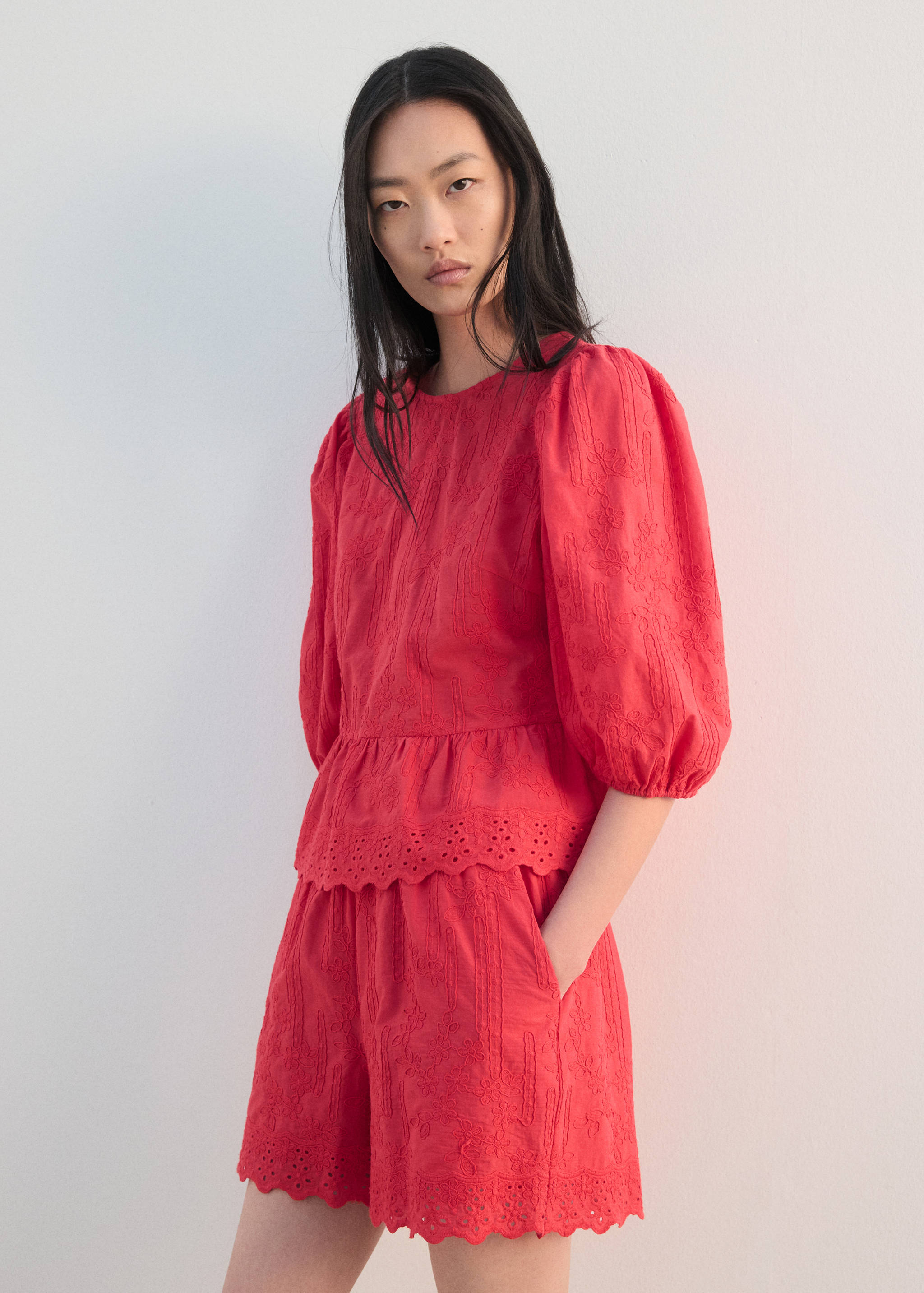 Gebloemde geborduurde shorts - Detail van het artikel 1