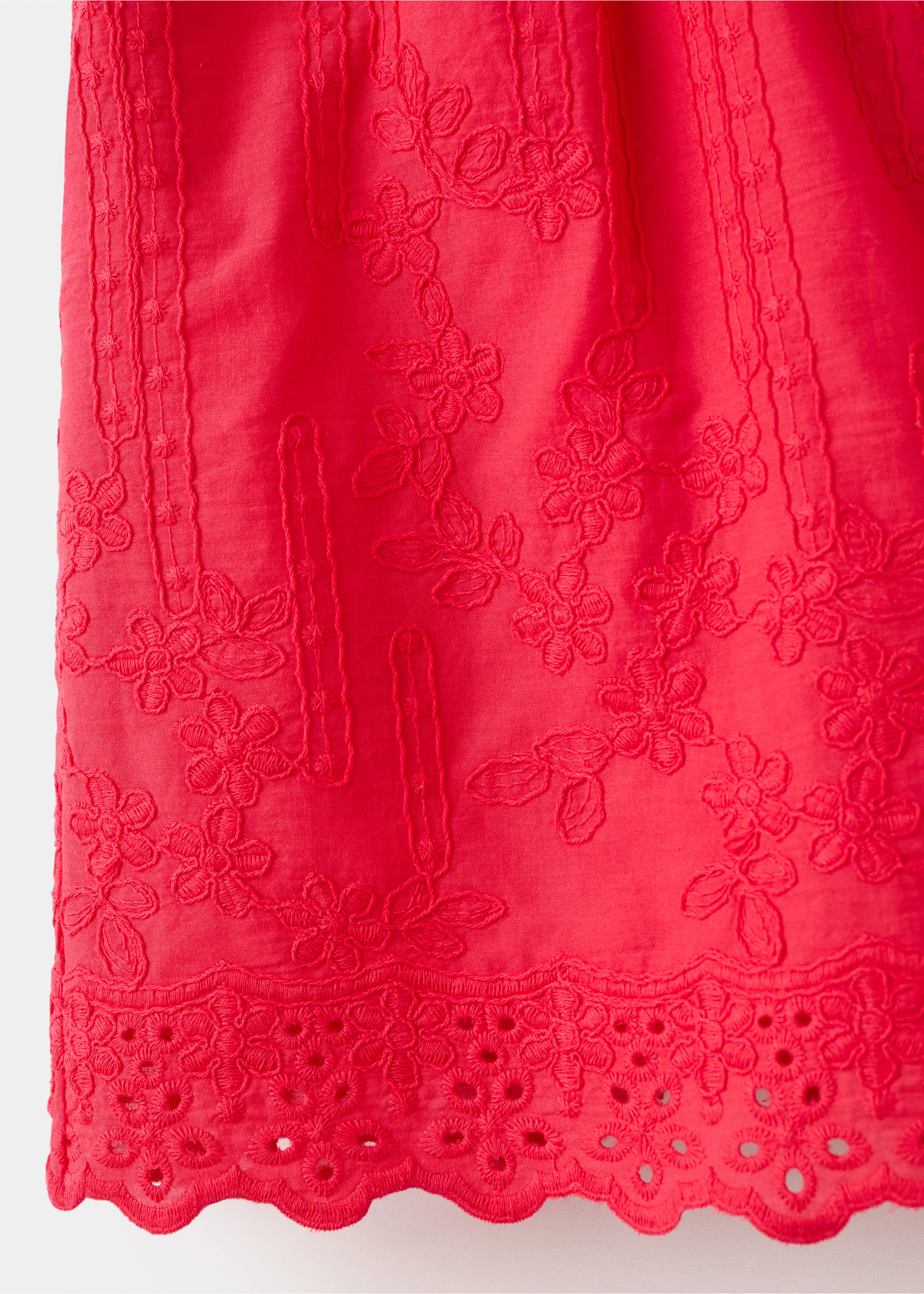 Gebloemde geborduurde shorts - Detail van het artikel 0, Aardbeirood. Ref: 27074046-00.