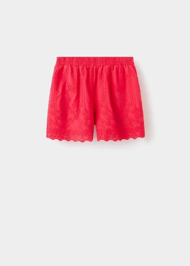 Floral embroidered shorts — Strawberry