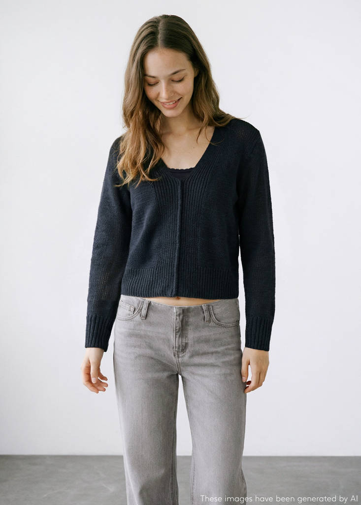 Knitted sweater with ribbed details — Charcoal