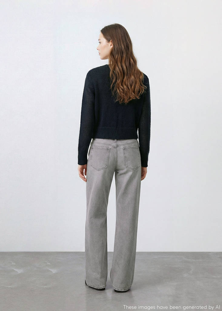 Knitted sweater with ribbed details — Charcoal
