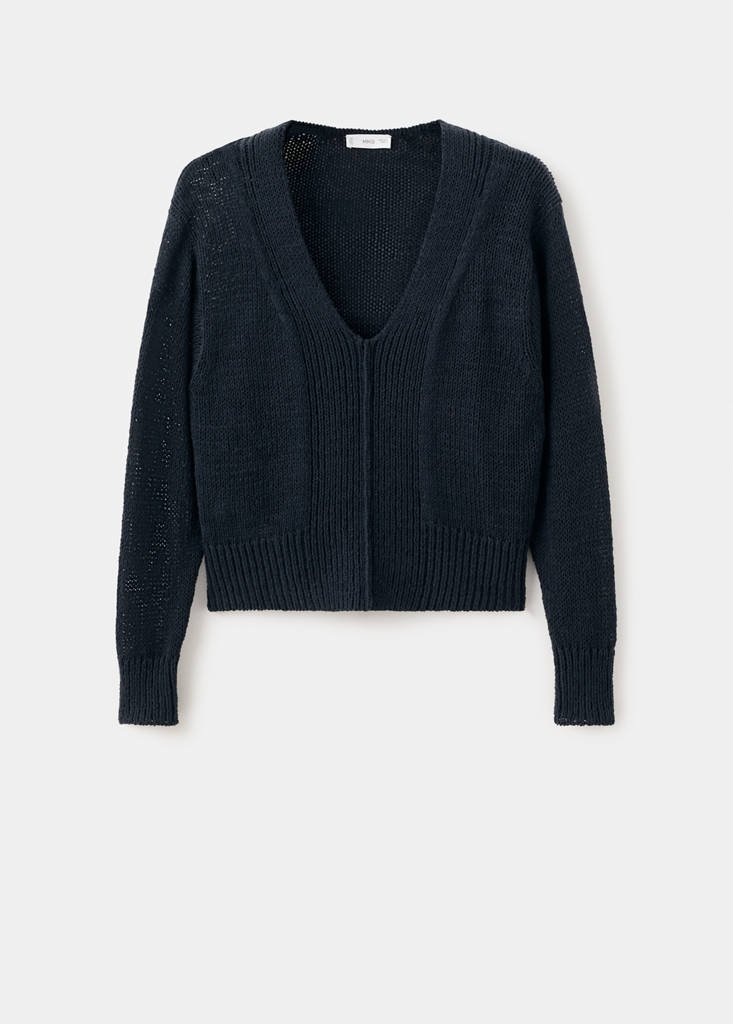 Knitted sweater with ribbed details — Charcoal