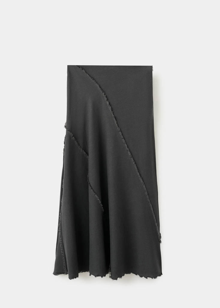 Long skirt with distressed details — Charcoal