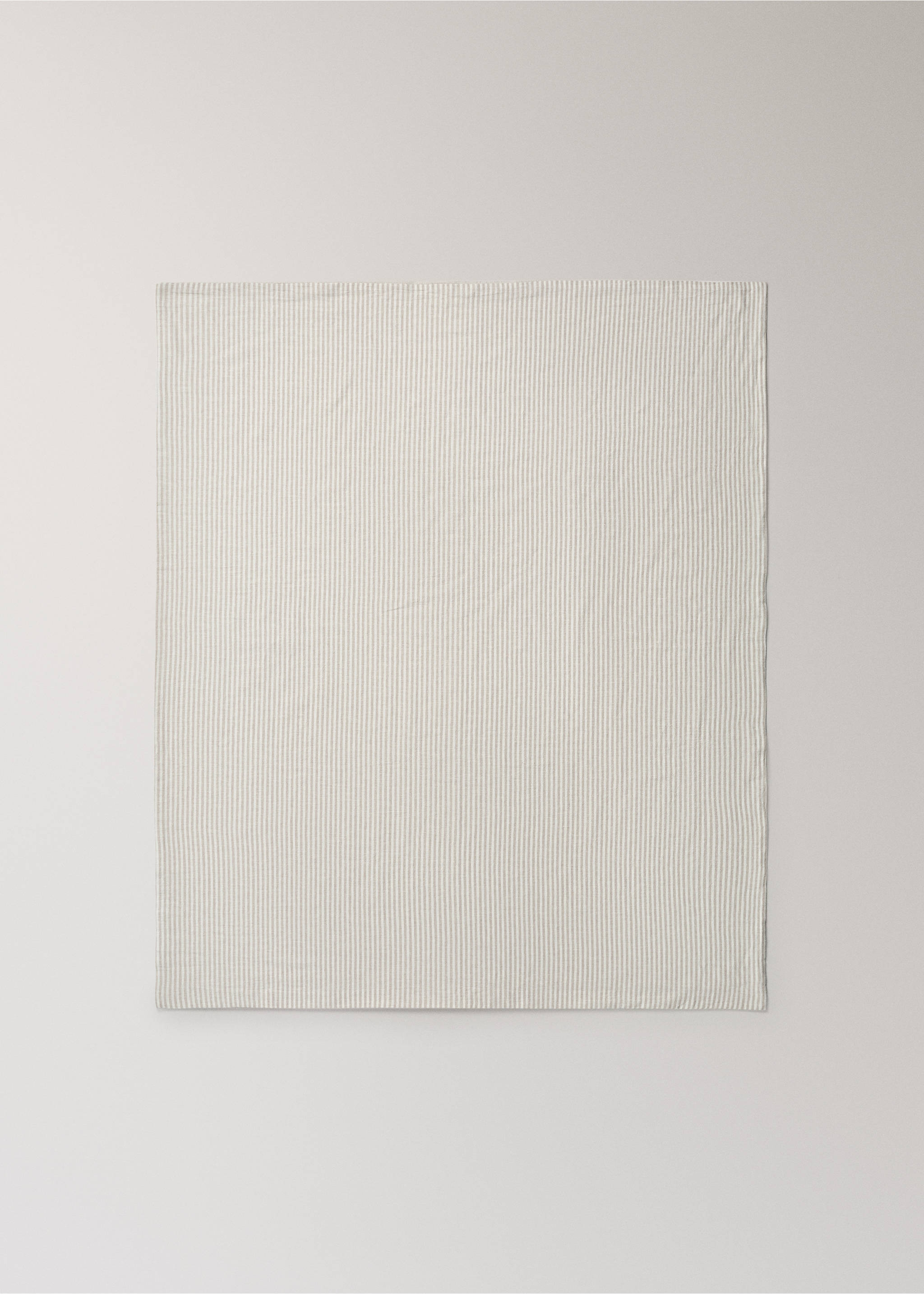 Striped cotton-linen children’s duvet cover for 90-cm bed - Details of the article 4, Sand. Ref: 27074055-00.