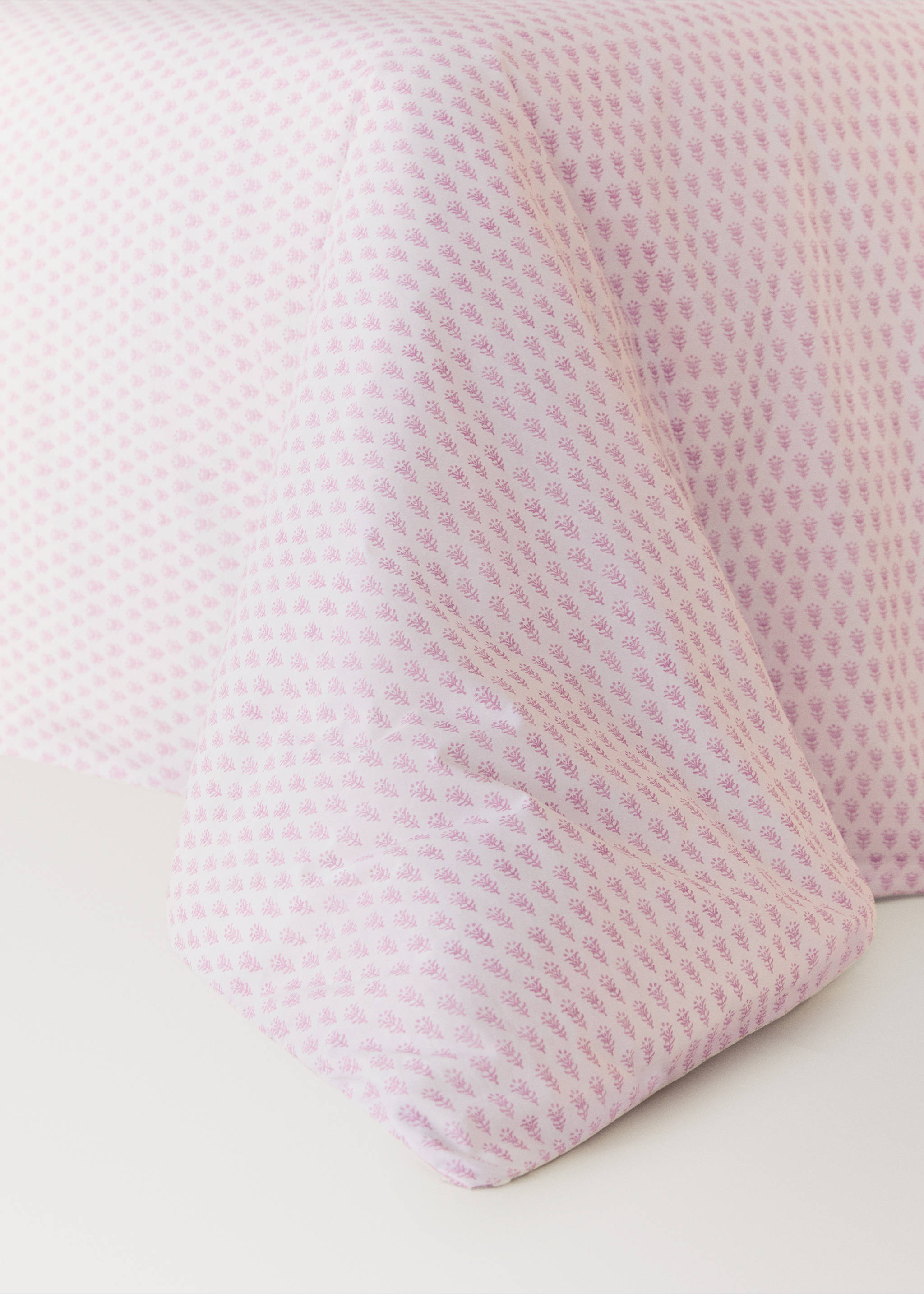 Children's percale cotton duvet cover mini flower 90 cm bed - Details of the article 7, Pink. Ref: 27074057-00.