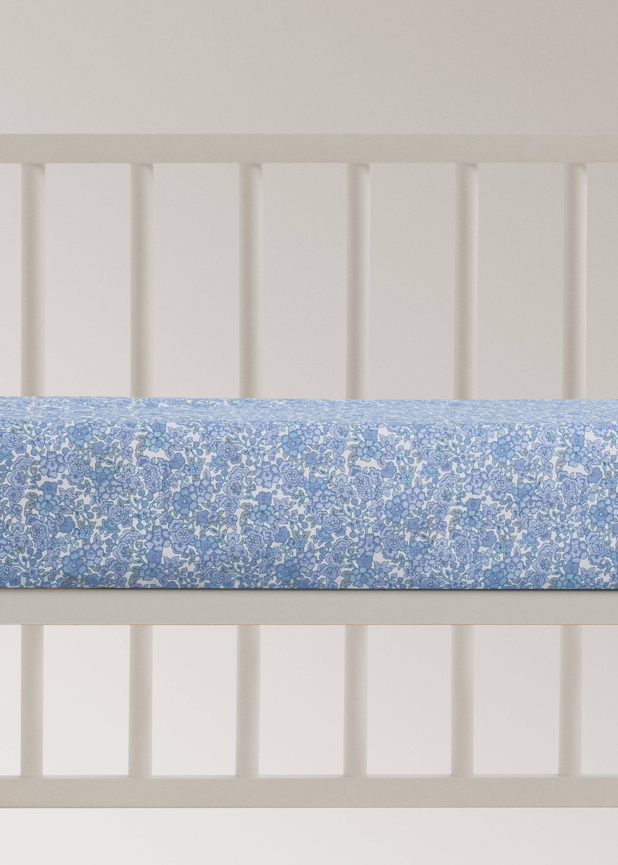 Cot bed fitted sheet percale floral - Article without model
