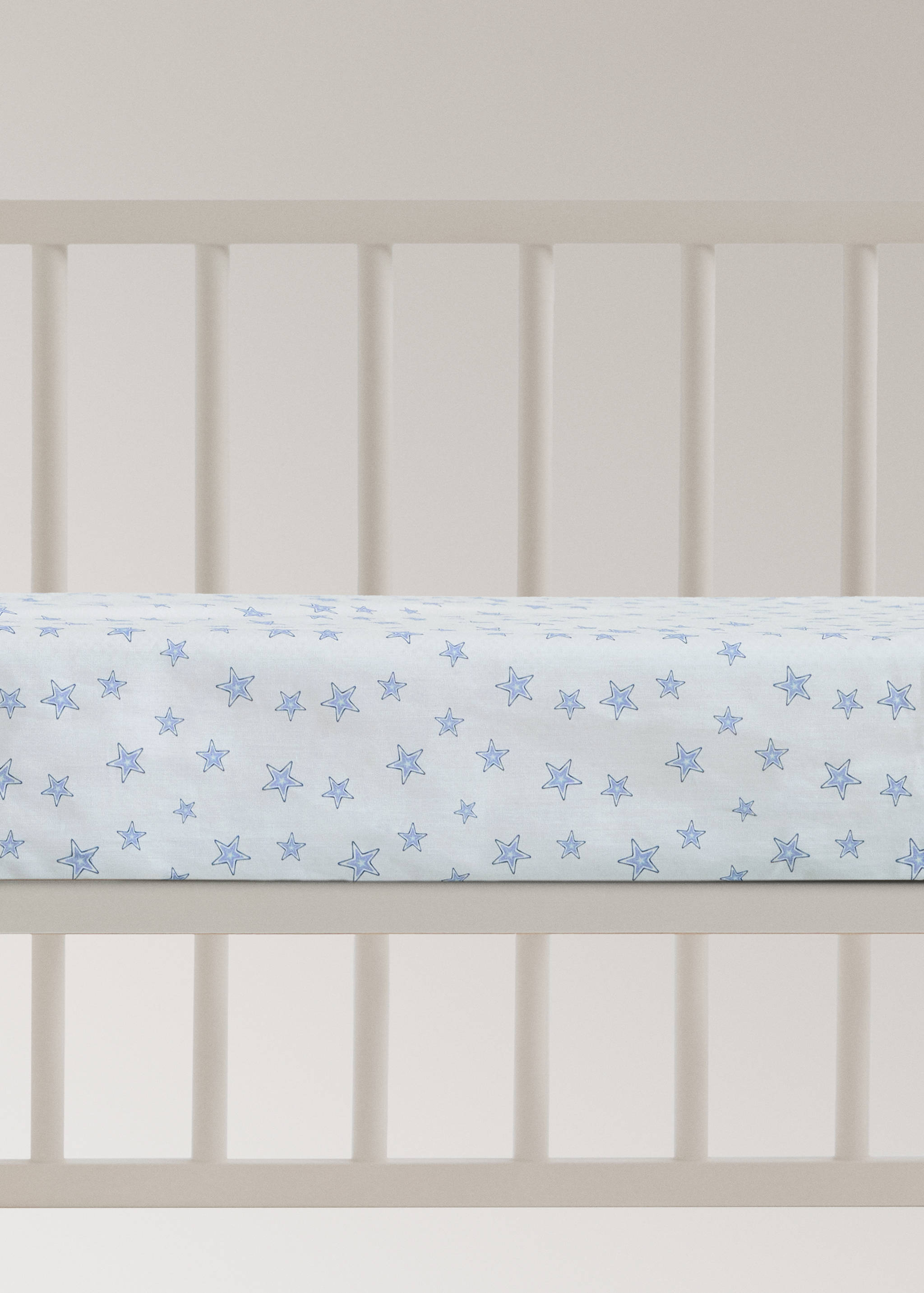 Mini cot fitted sheet in star-patterned percale cotton - Article without model
