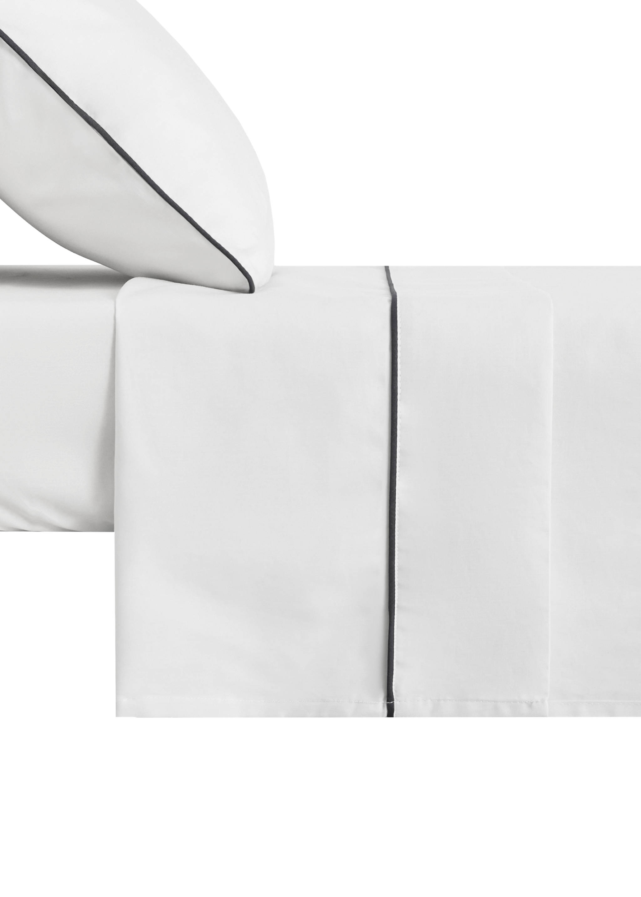 Cot bed top sheet in cotton percale with contrasting piping - Panoramic plane