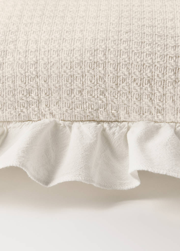 Mini cot cushion cover cotton jacquard ruffle 30x40 cm — Off White