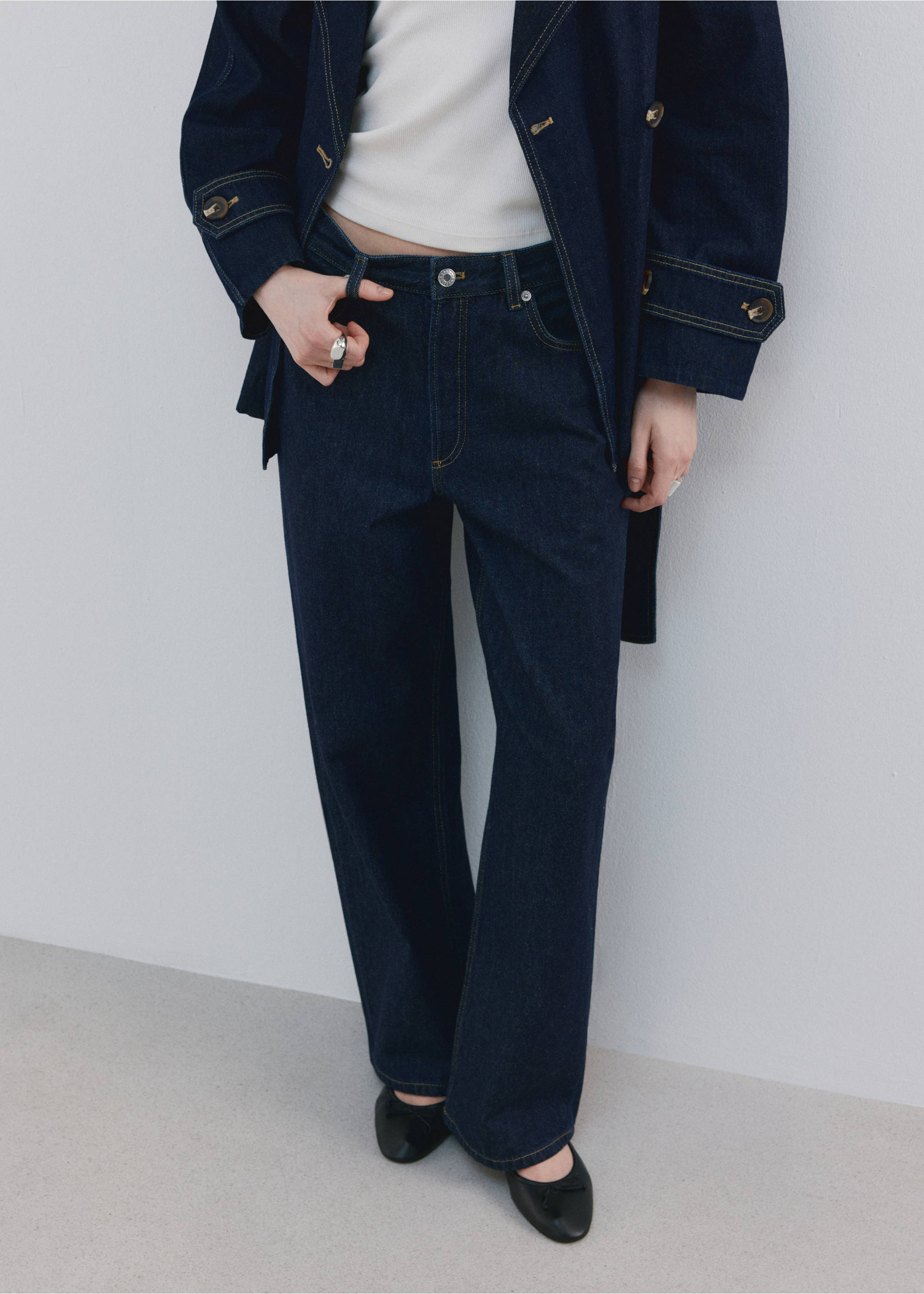 Straight low-waist jeans - Medium plane, Open Blue. Ref: 27074072-01.