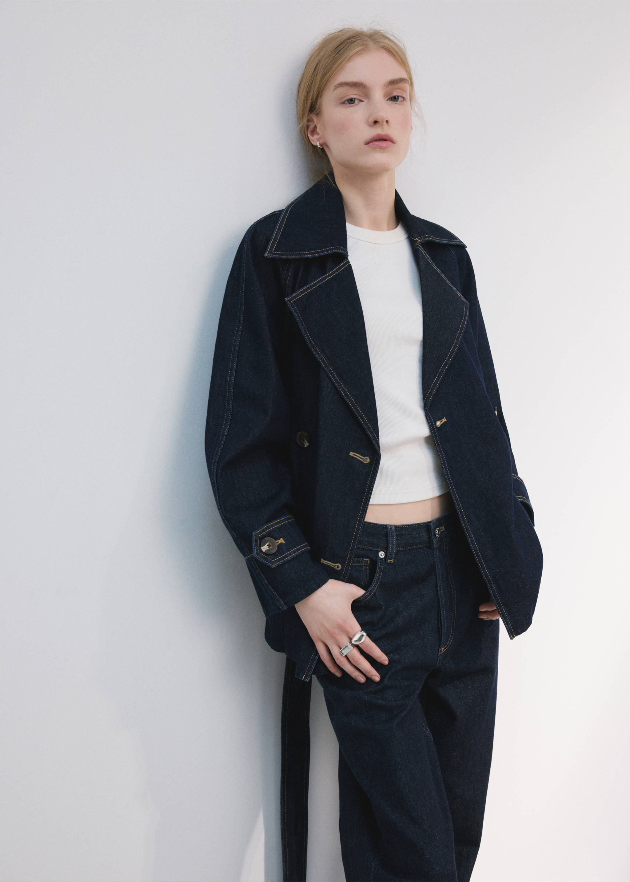 Straight low-waist jeans - Details of the article 1, Open Blue. Ref: 27074072-01.