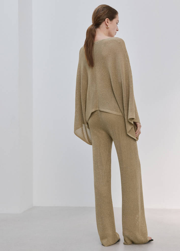 Knit trousers with mid-rise — Gold