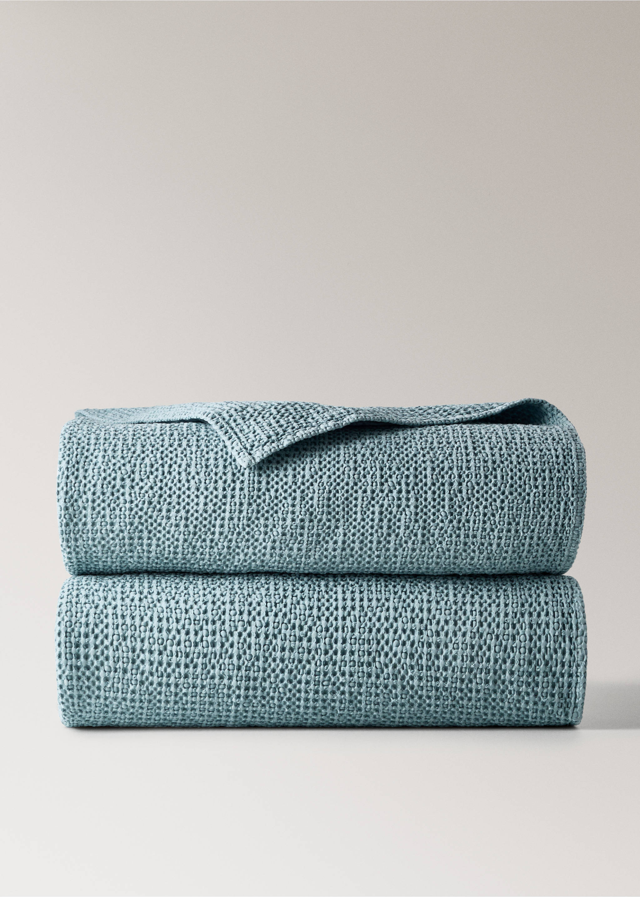 Trapunta bambino cotone garment-dyed waffle letto 90/105 cm - Articolo senza modello, Blu petrolio. Ref: 27074076-00.