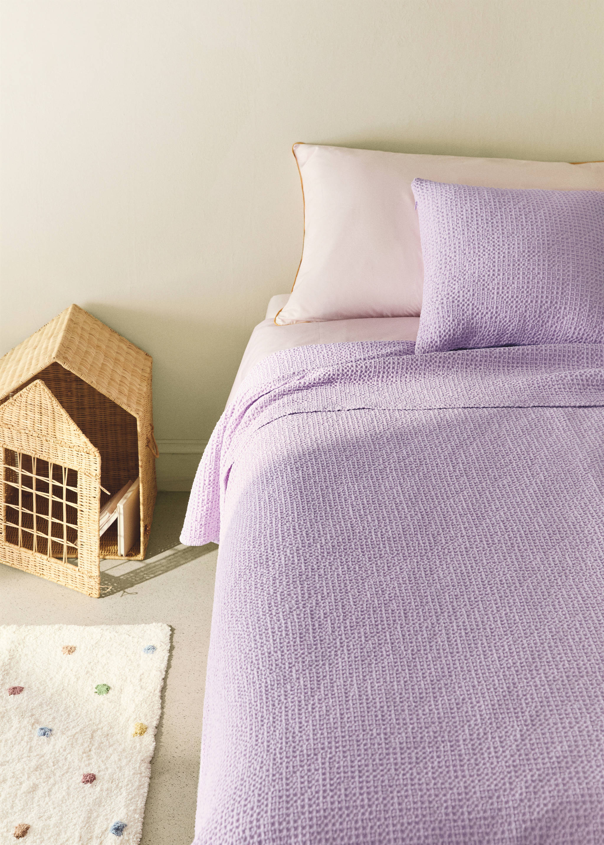 Cotton waffle garment-dyed bedspread for 90/105 cm bed - General plane