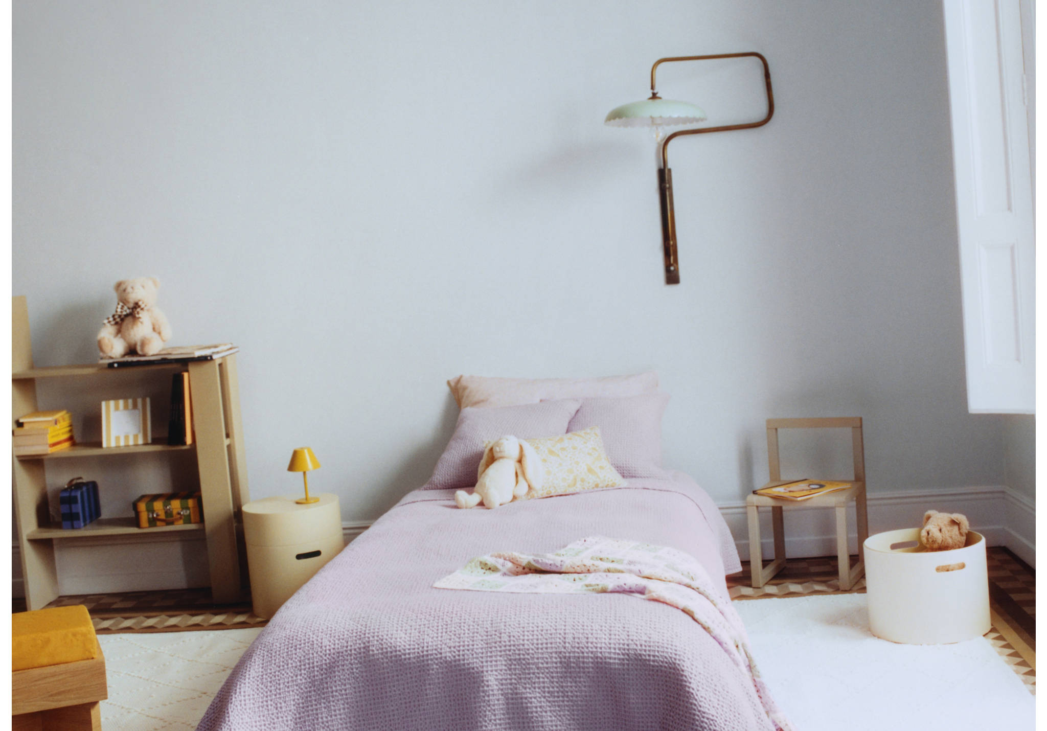 Cotton waffle garment-dyed bedspread for 90/105 cm bed - Panoramic plane