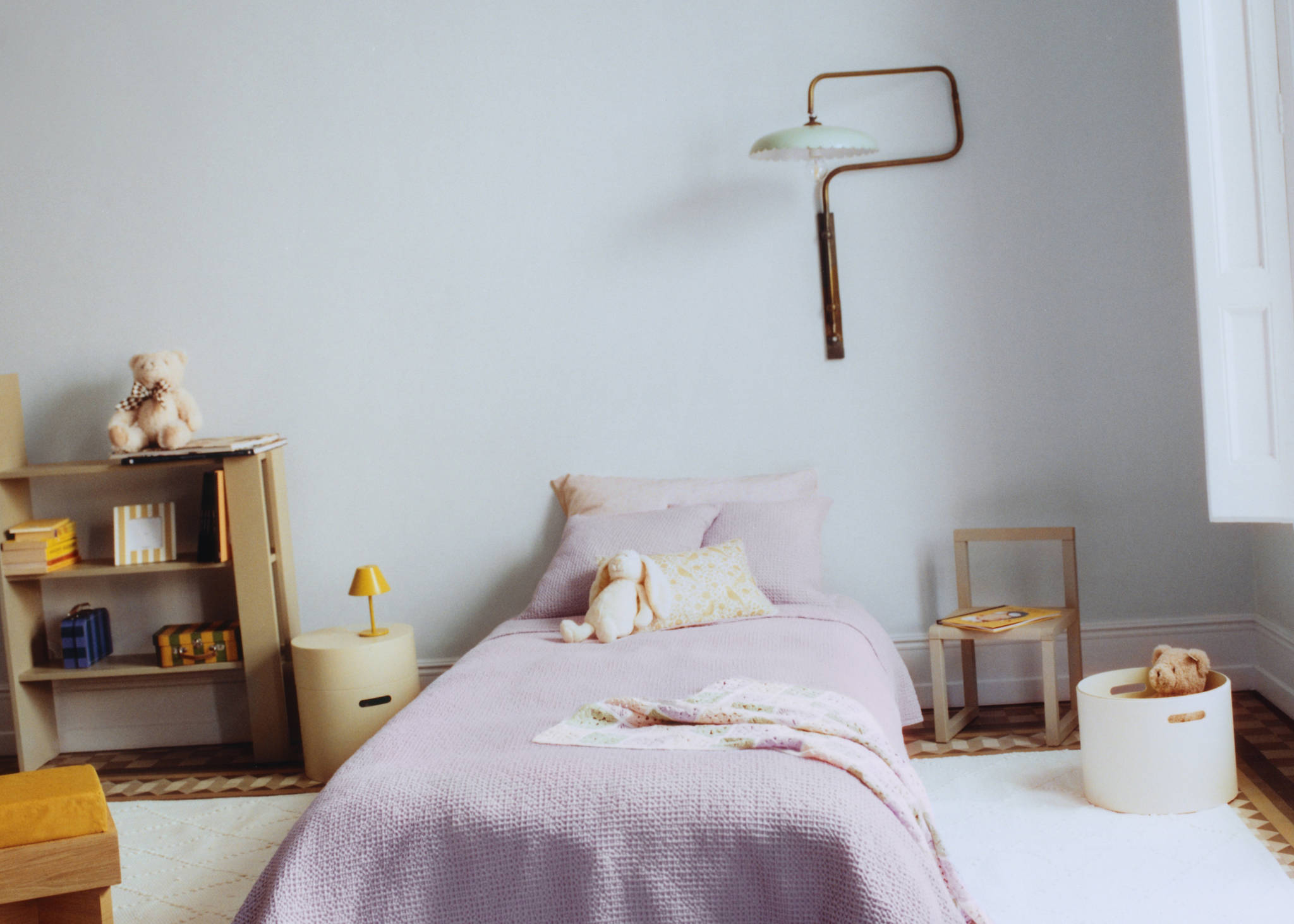 Cotton waffle garment-dyed bedspread for 90/105 cm bed - Panoramic plane