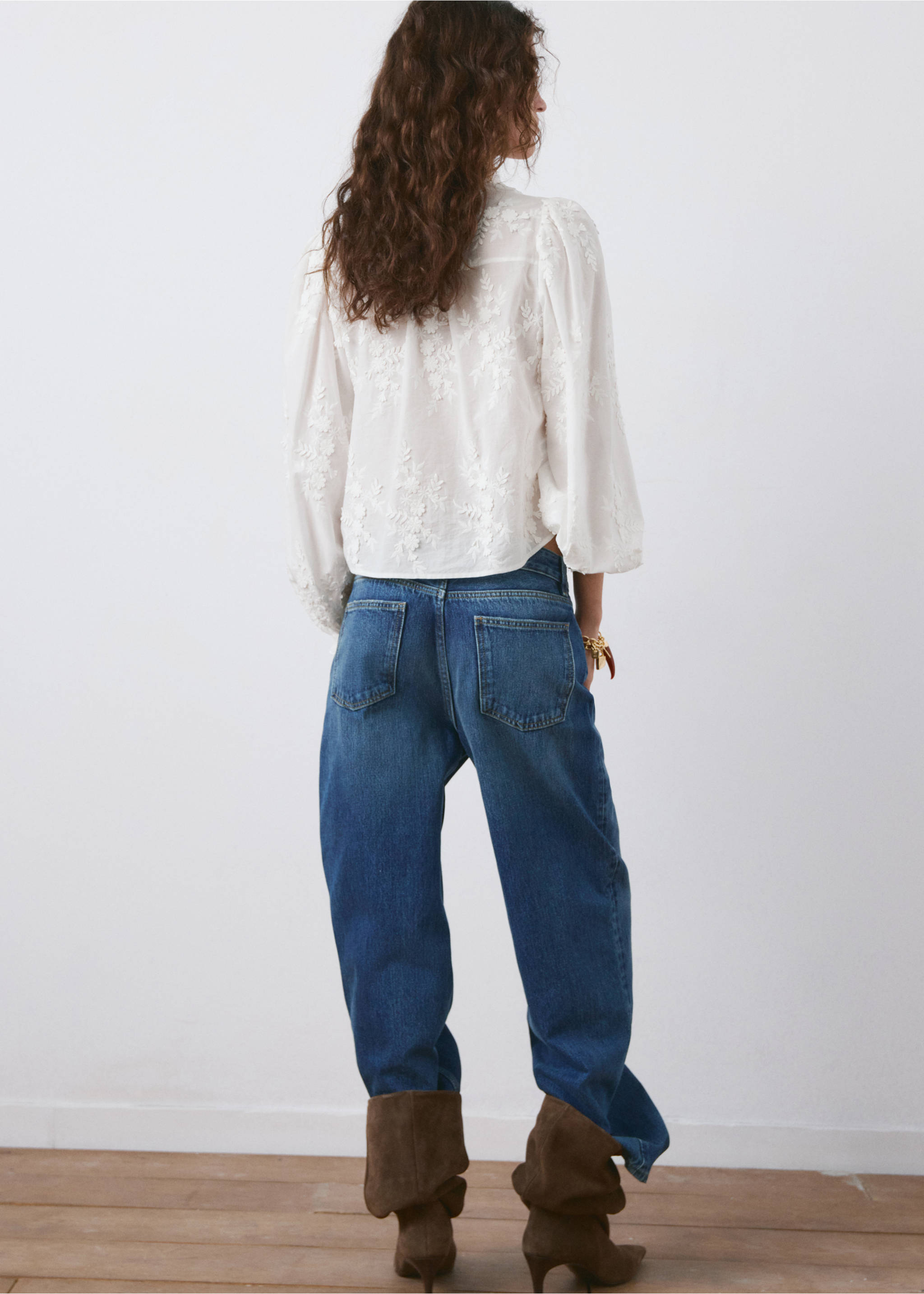 Floral embroidery blouse - Reverse of the article, Off White. Ref: 27074078-00.
