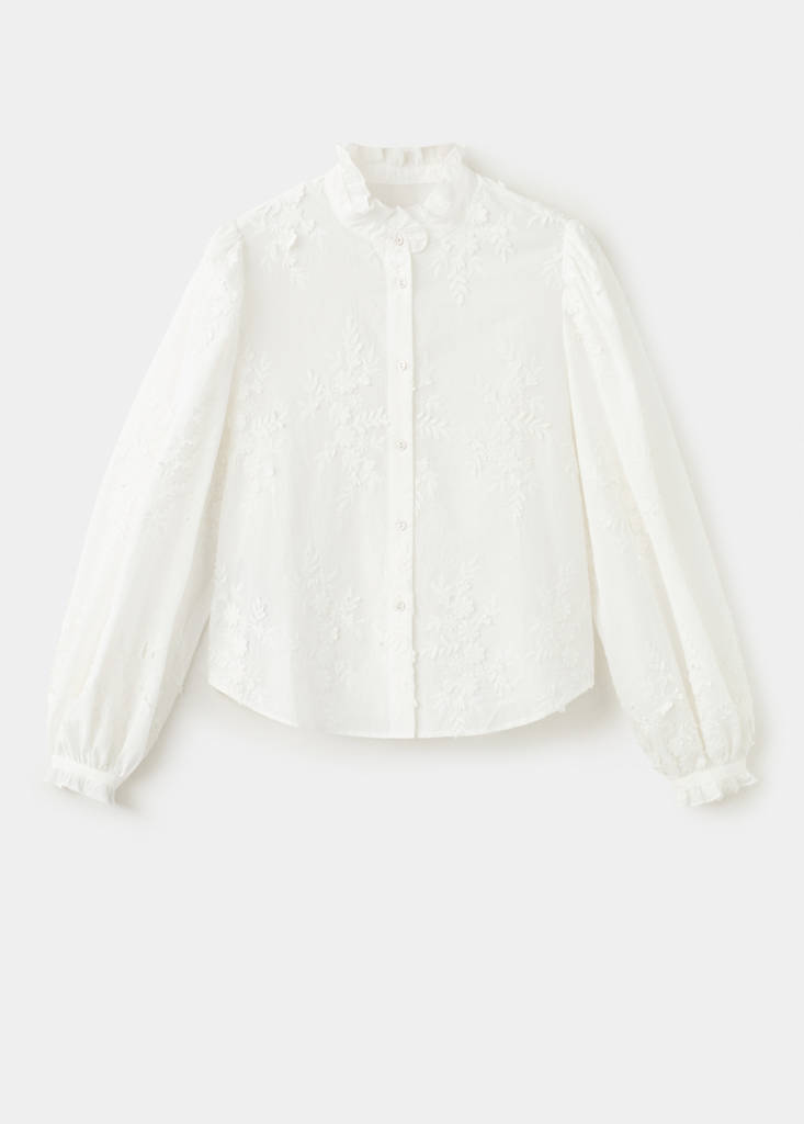 Floral embroidery blouse — Off White